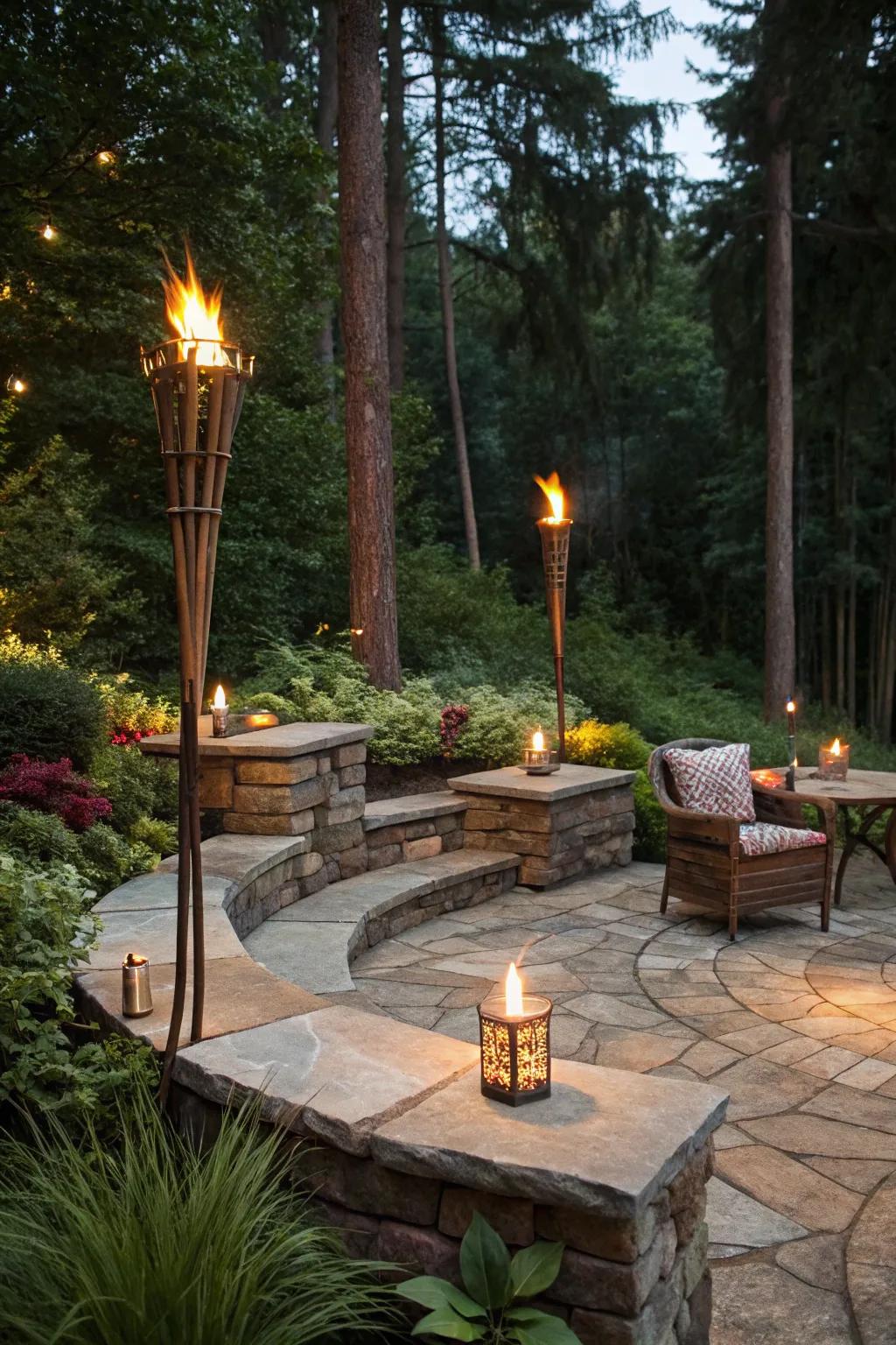 Bring in a tropical flair with Tiki torches around your fire pit.