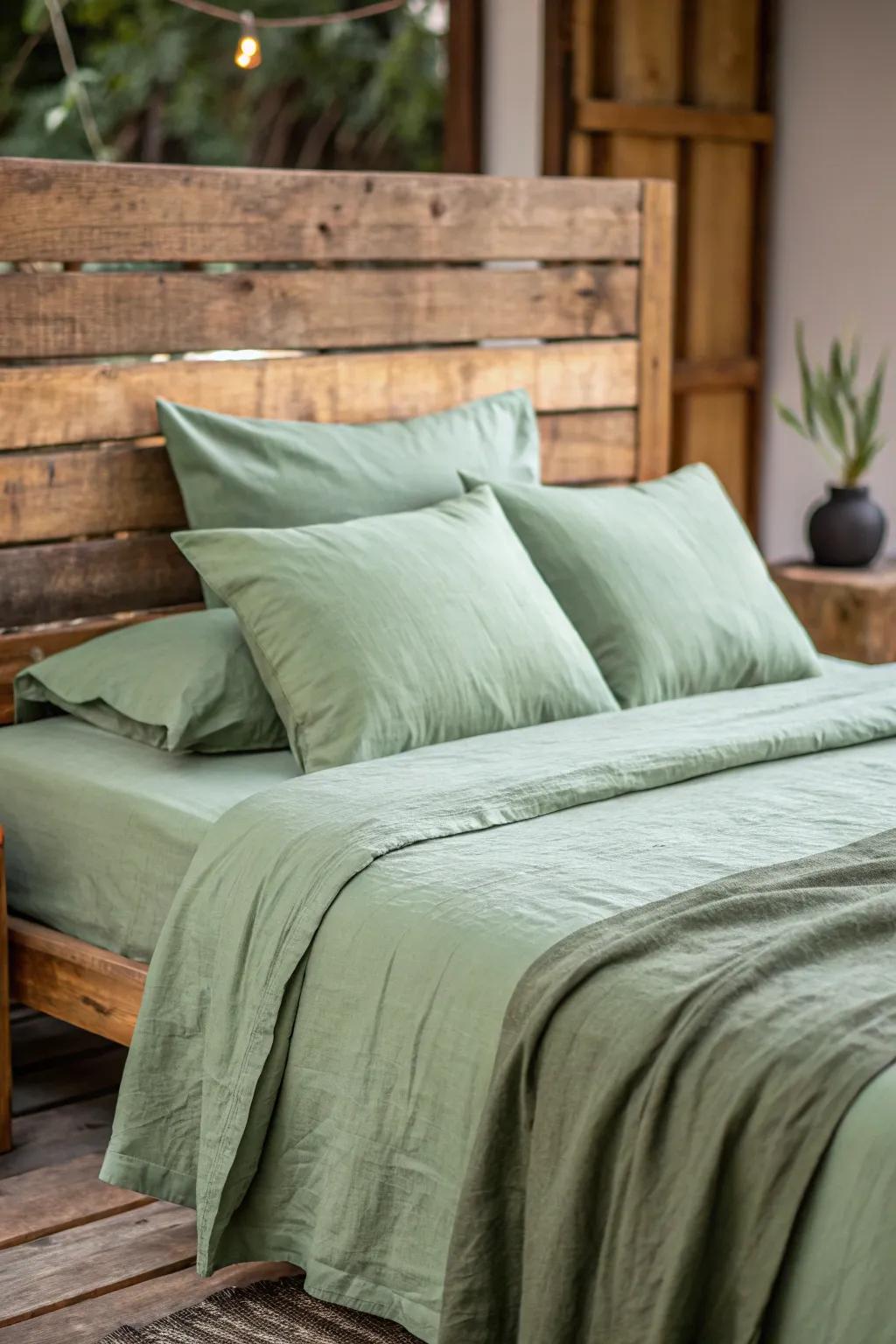 Verdant bedding unifies the color scheme for a tranquil result.
