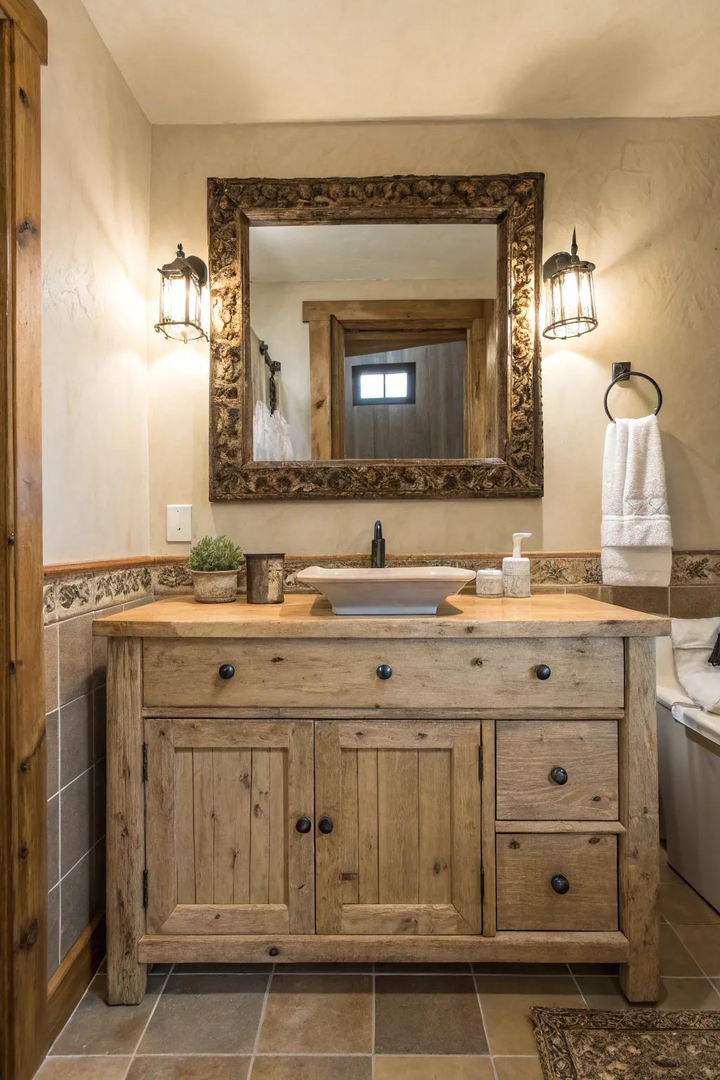 A period mirror adds charm and history to the bathroom.