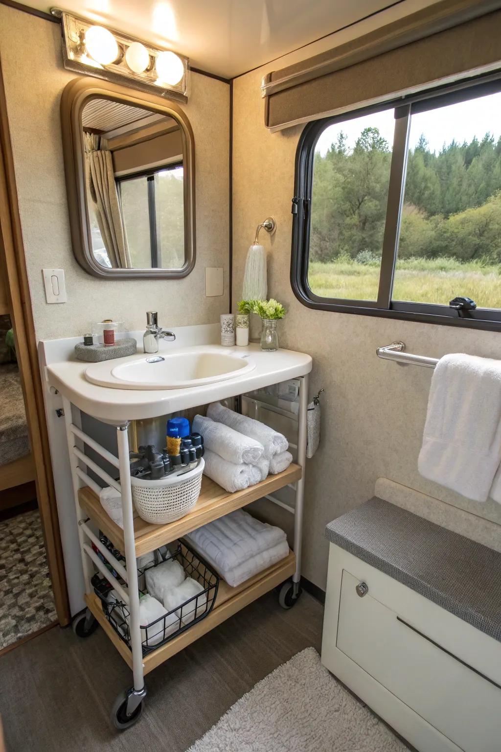 Include versatile storage space with a slim trolley.