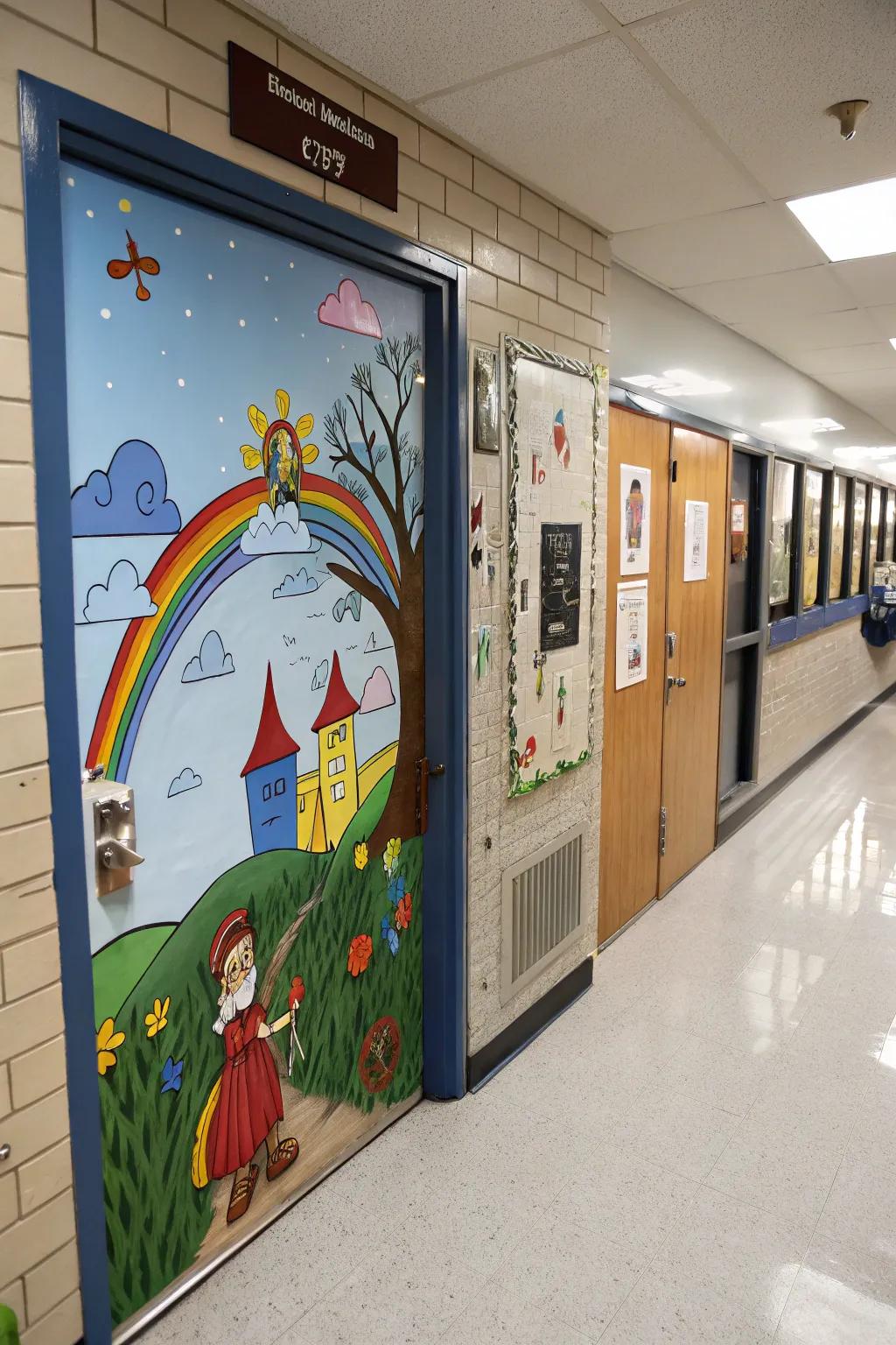 An educational entrance transformed into an innovative mural.