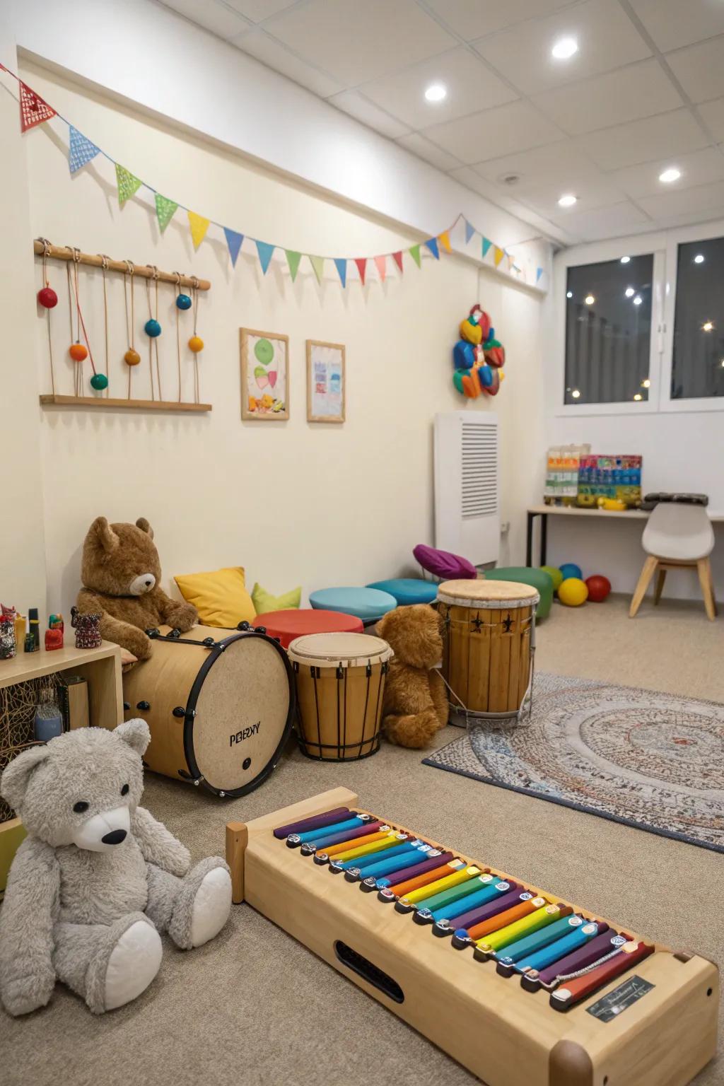 Sound aspects that create a calming auditory setting.