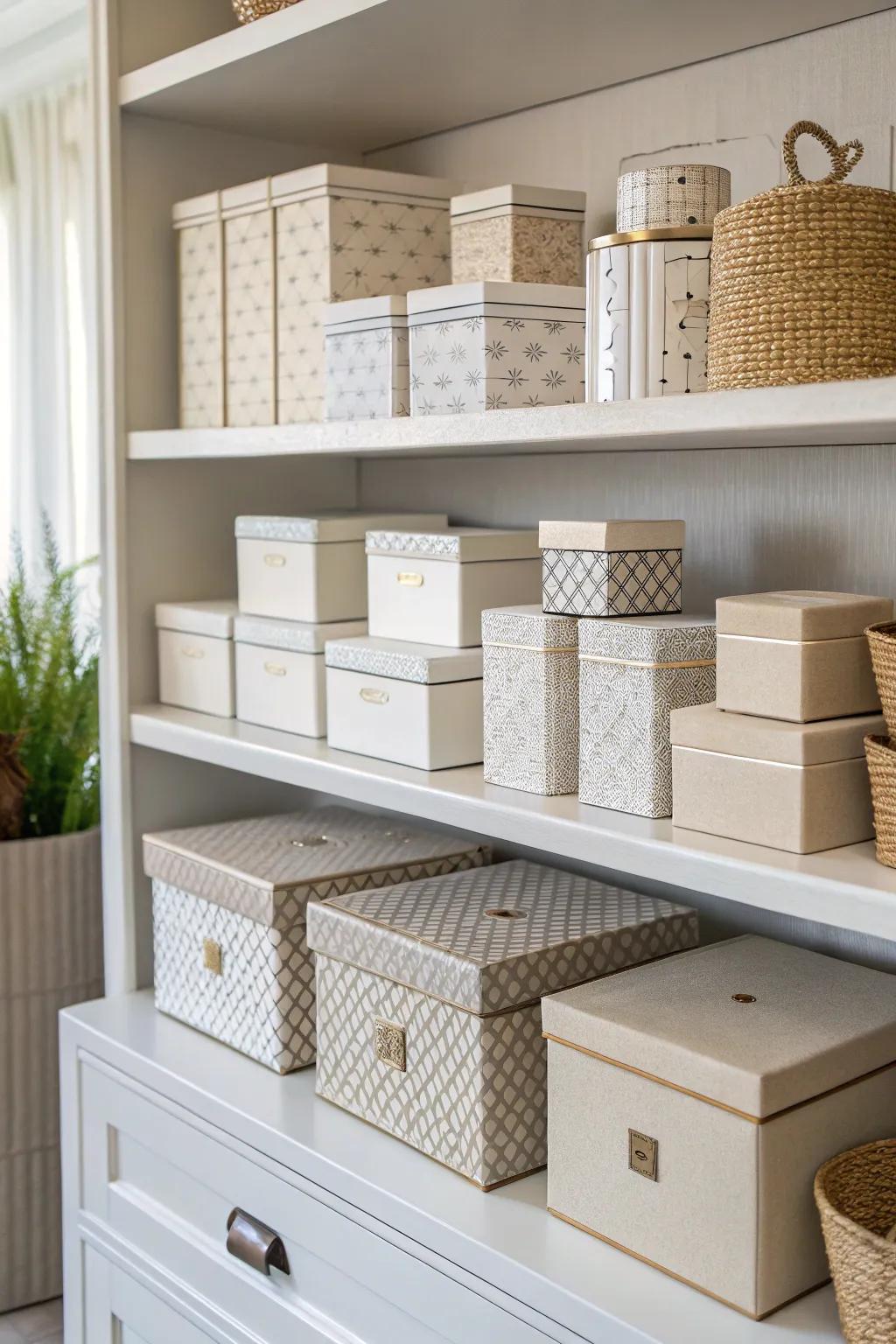 Decorative cases bring both style and storage to any shelf.
