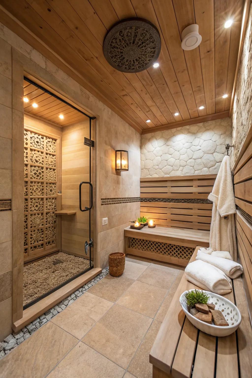 Spa-inspired showers deliver ultimate relaxation through organic elements.