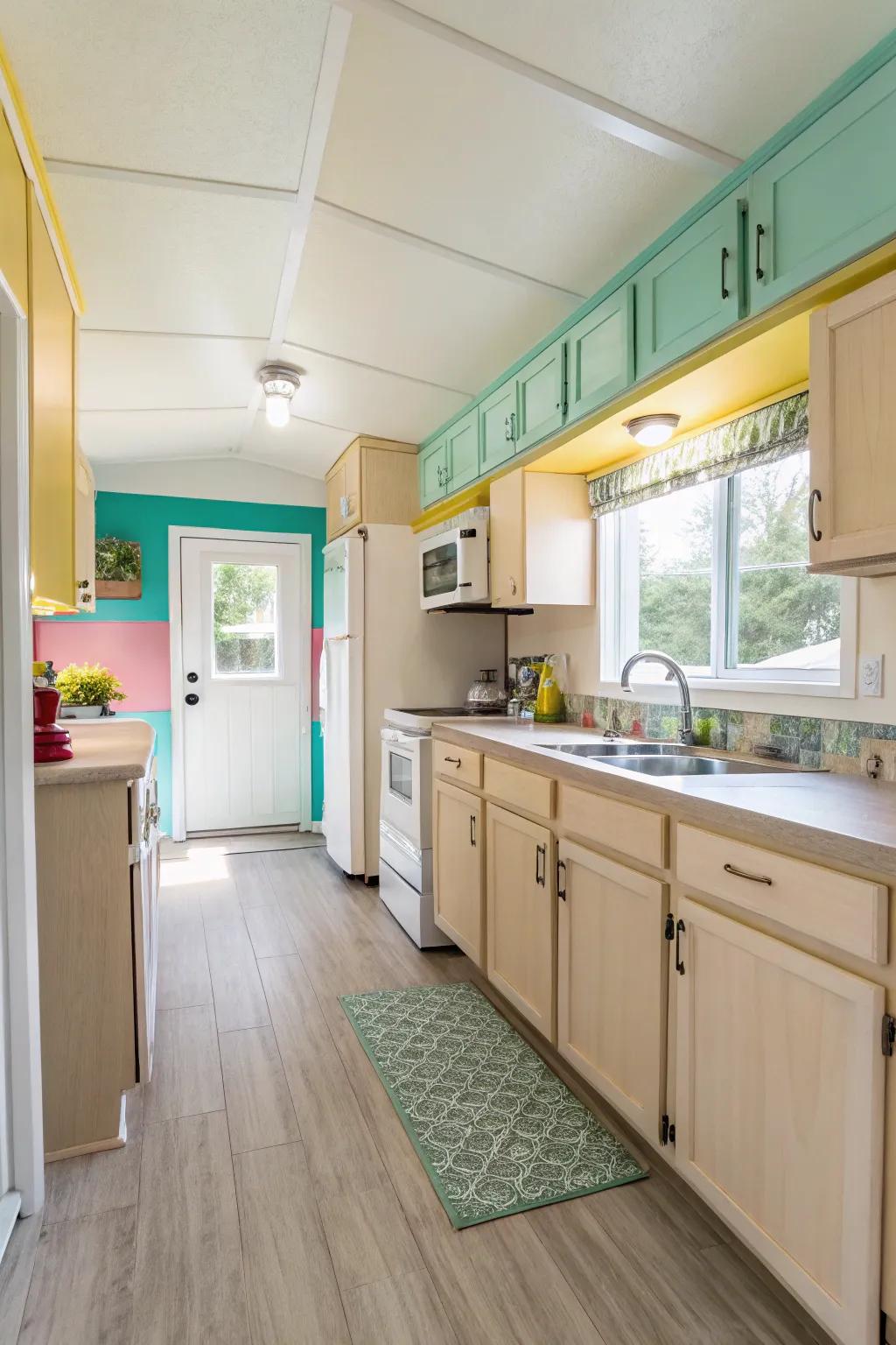 Vibrant colors lift the mood of your cooking area.