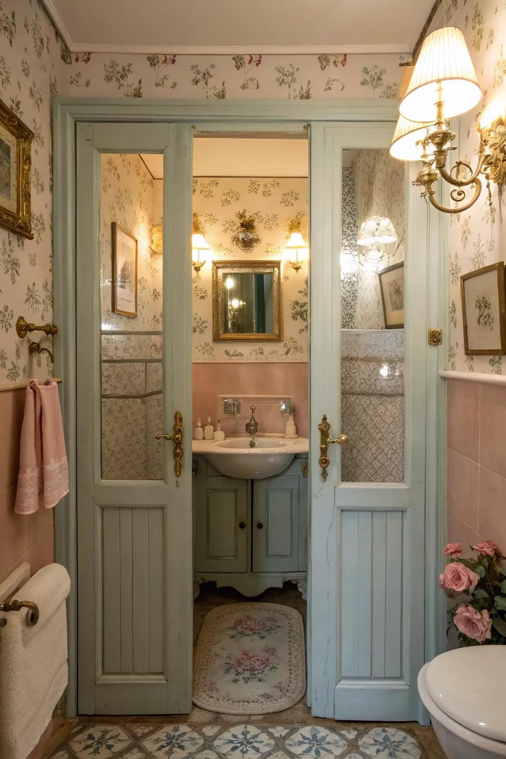 Double doors inject charm and a dash of elegance.