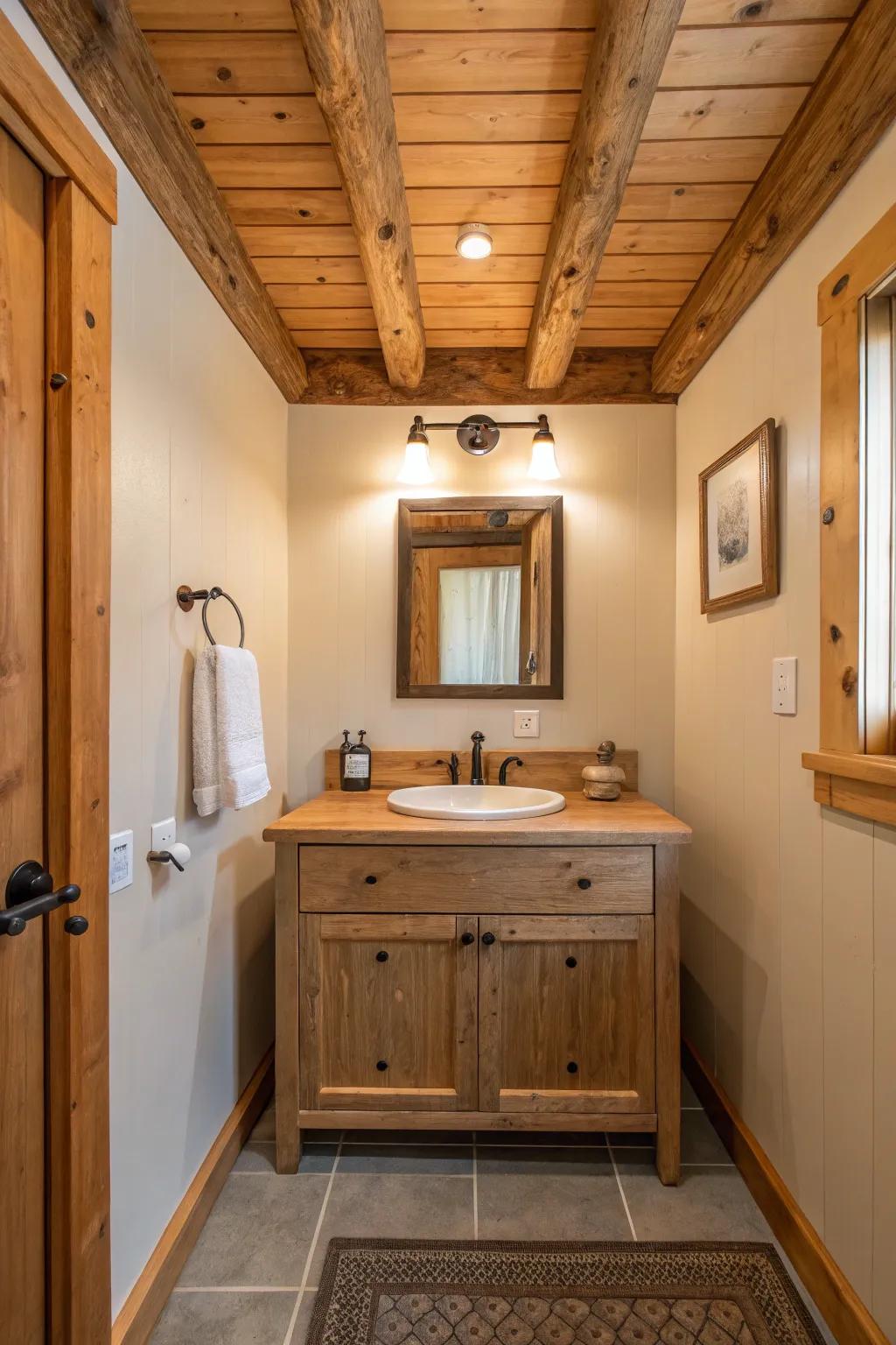 Coordinated timber components promote a unified washroom design.