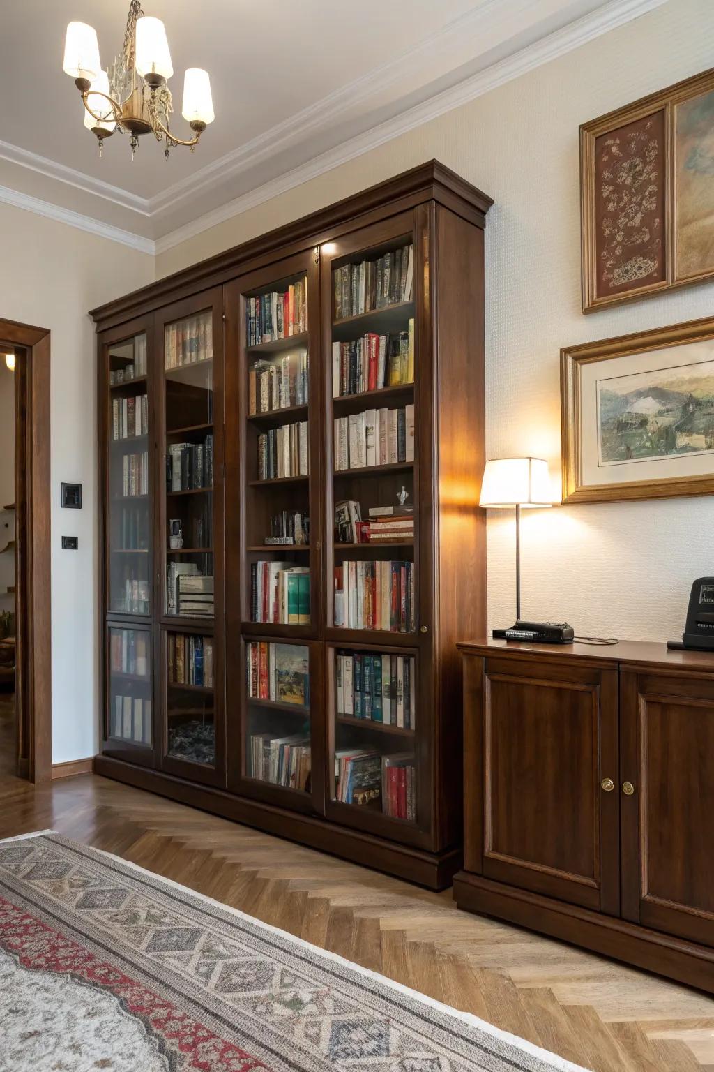 Enclosed glass panels contribute stylistic elegance and preservation aspects.