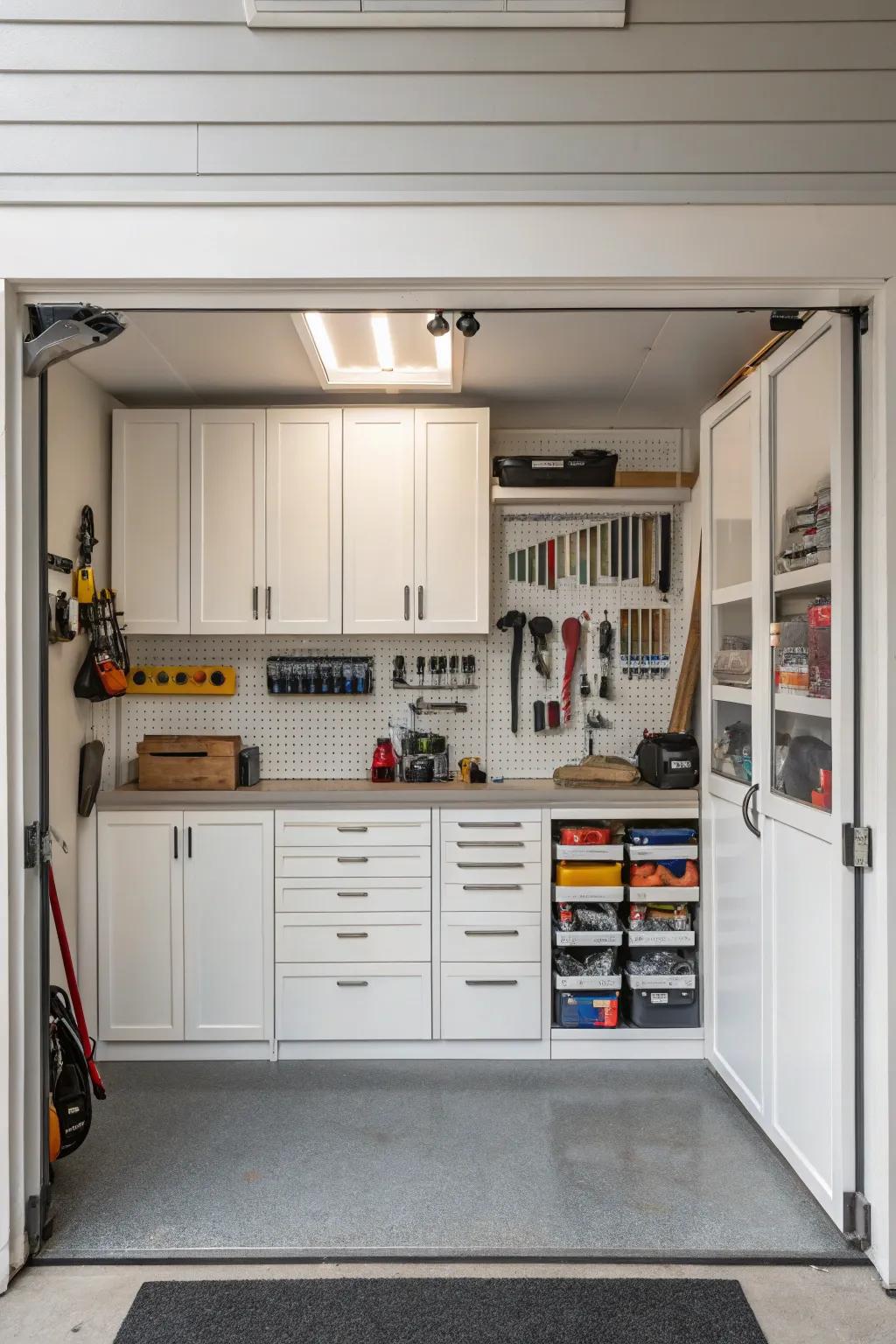 Bespoke cabinets use every bit of your garage, offering unmatched storage.
