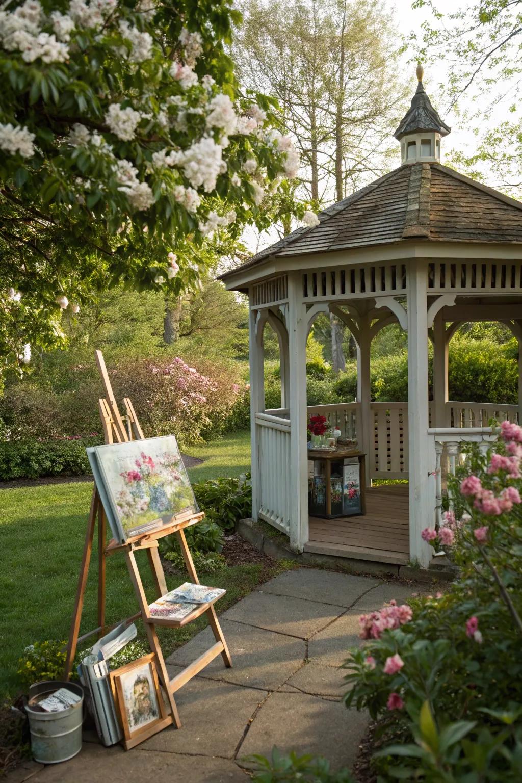 Let creativity flow in your gazebo art studio.