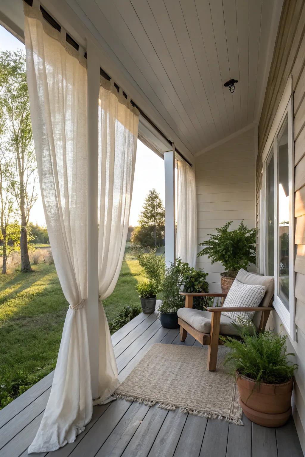 Flax fabrics bring a hint of natural elegance to your porch.