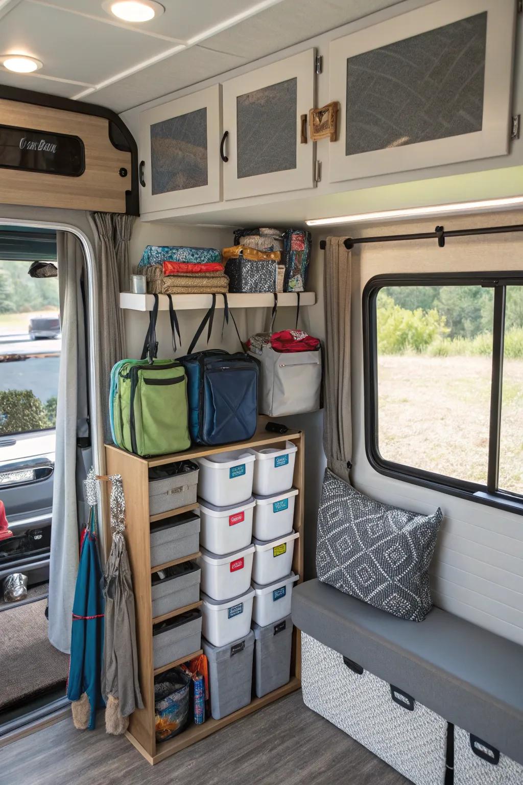 Innovative storage solutions are essential for a clutter-free and comfortable RV environment.