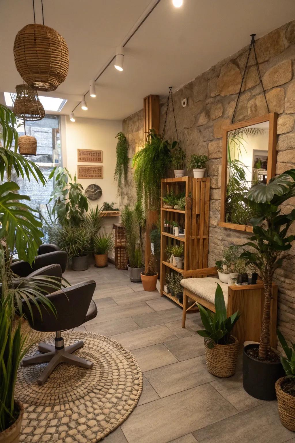 Natural touches that fill peace and freshness into the salon.
