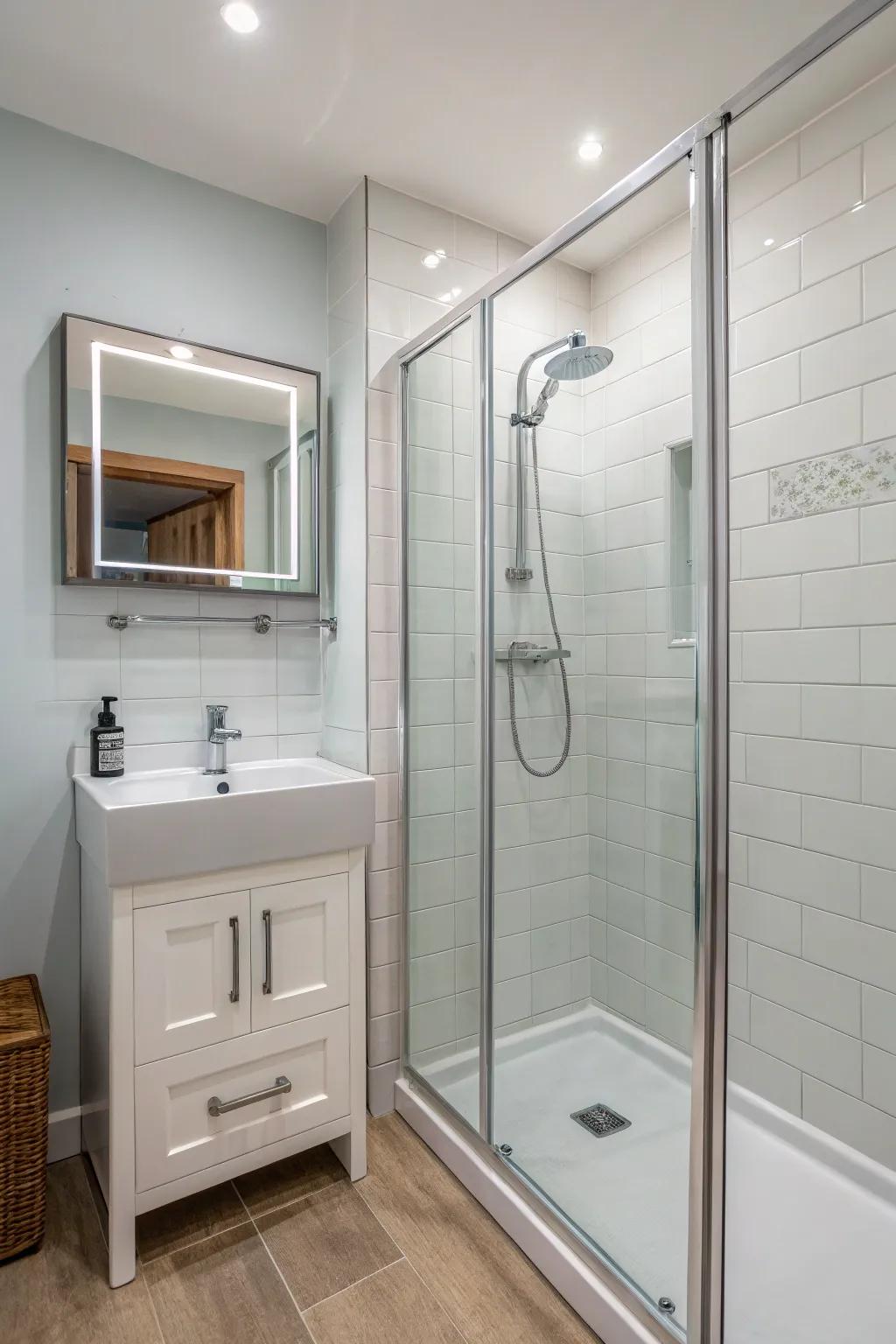 Uncluttered fixtures enhance the contemporary appearance of small spaces.