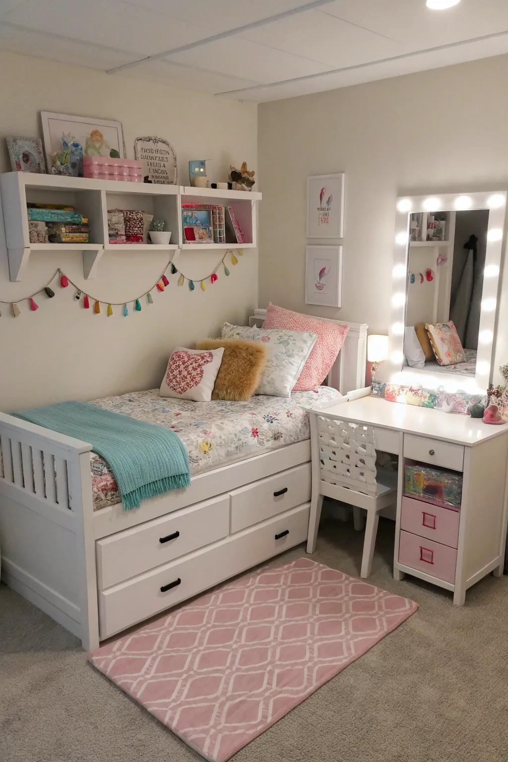 Adaptable furniture maximizes compact spaces.