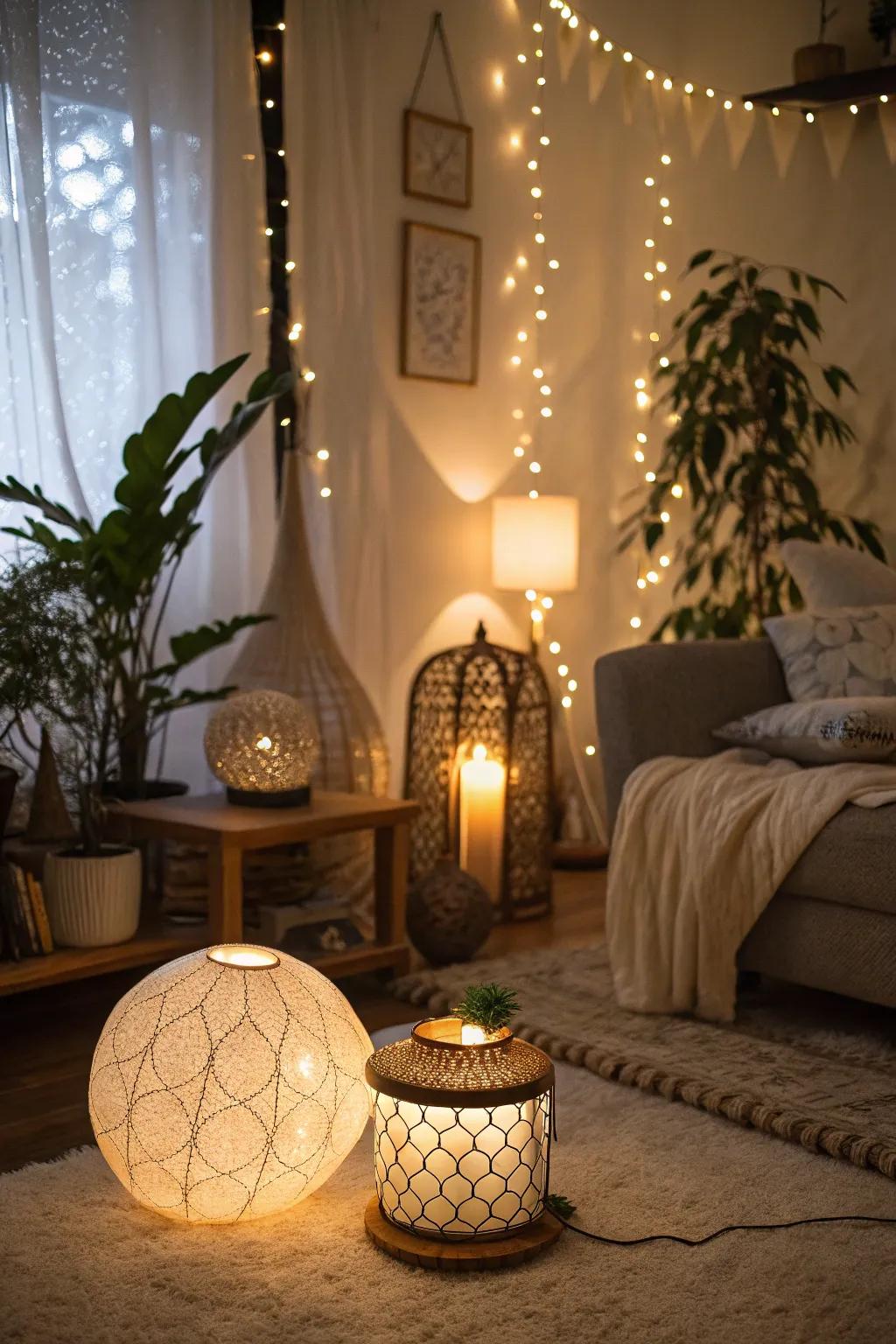 Gentle lighting sets the perfect scene for a spa sleepover.