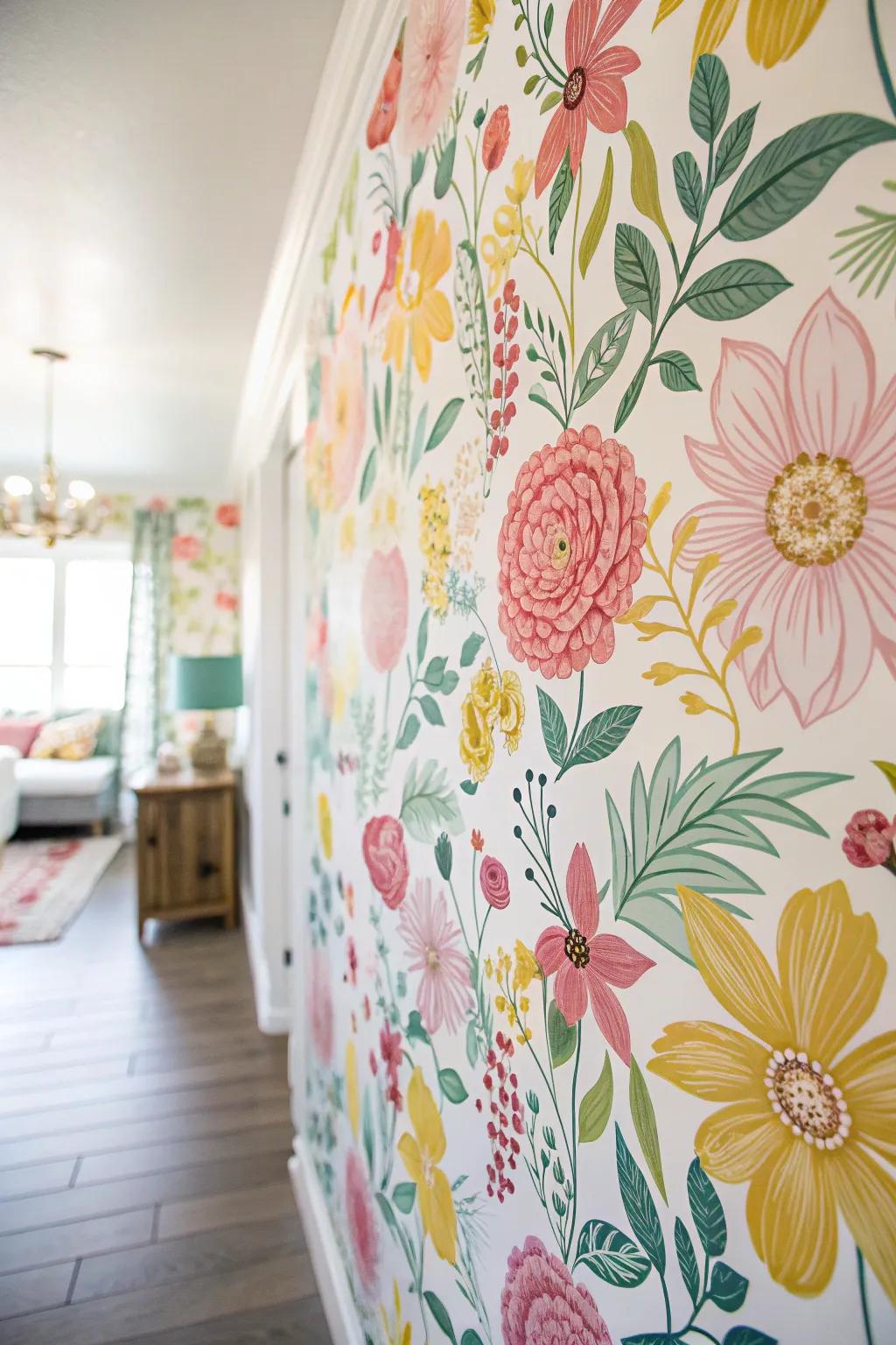 Floral wallpaper can really make a room shine during the spring.
