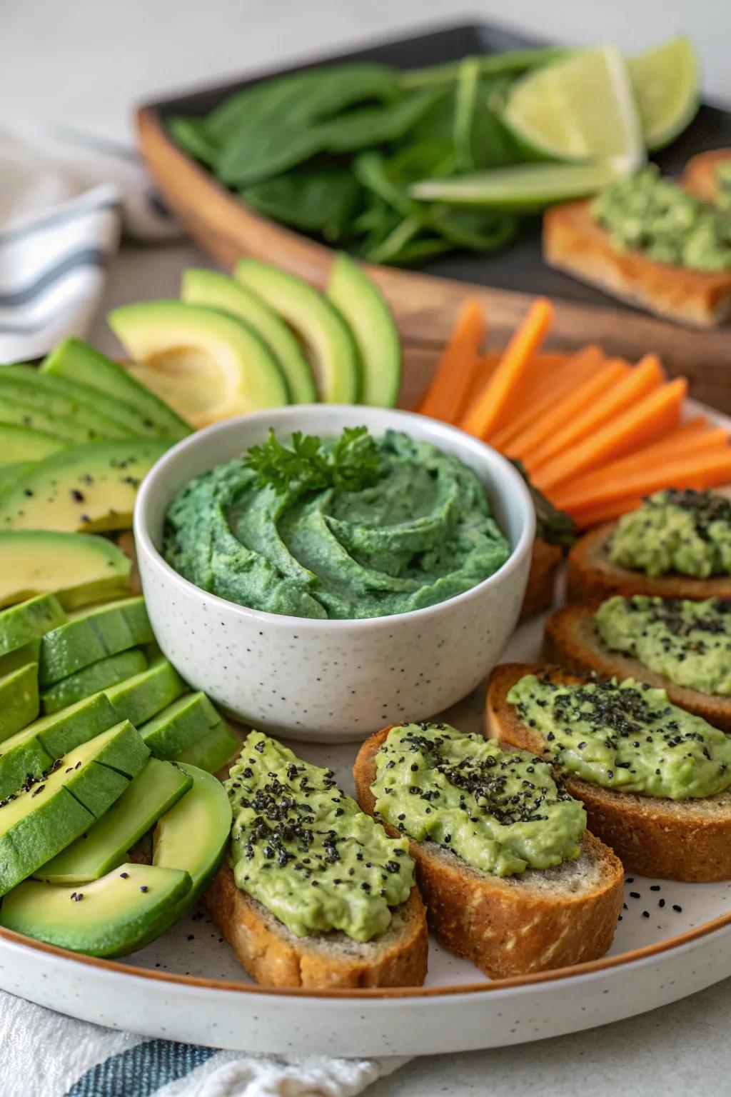 Delectable green snacks contribute a tasty twist to your festive spread.
