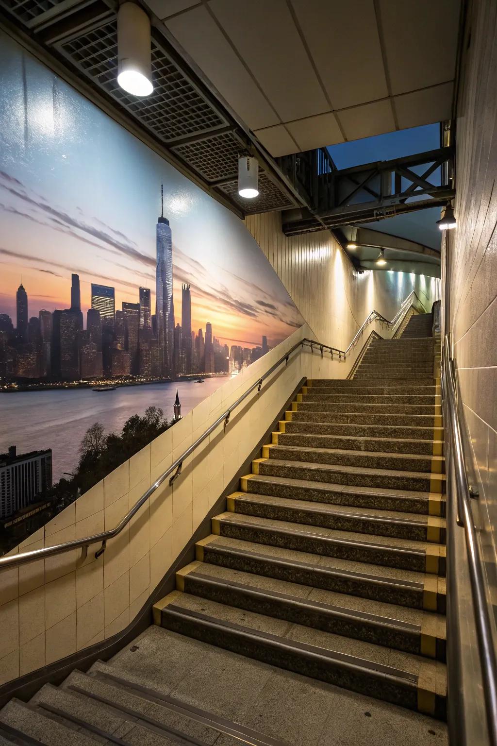 Use a city skyline mural to add a metropolitan flair.