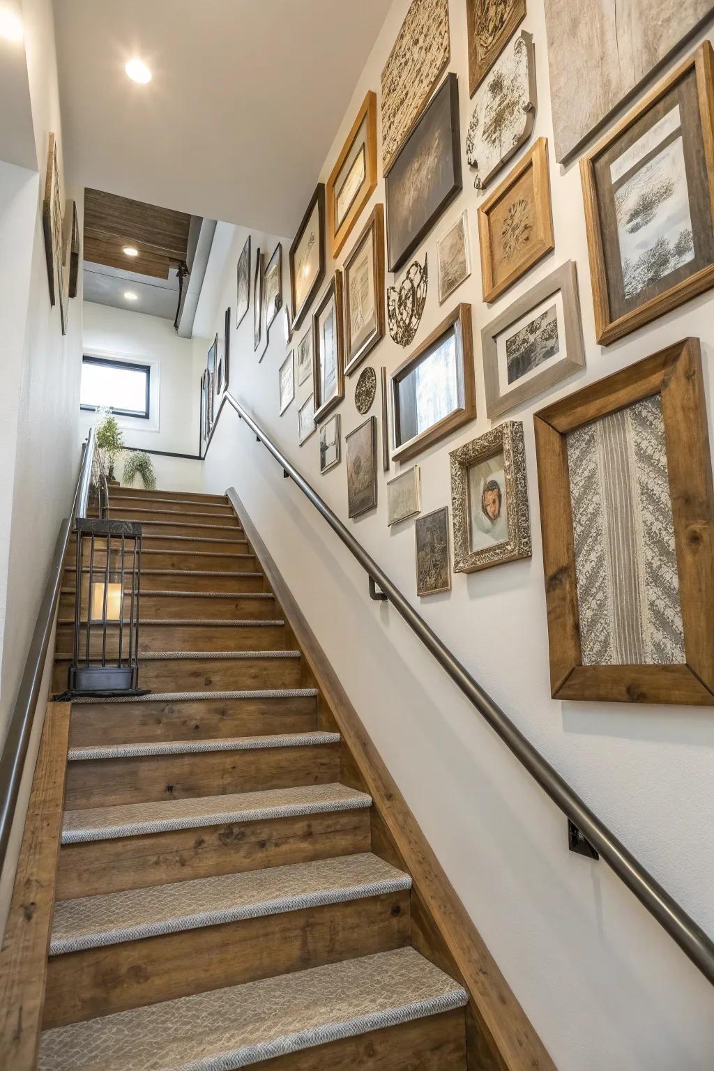 Blended textures fashion a rich and layered exhibition wall.