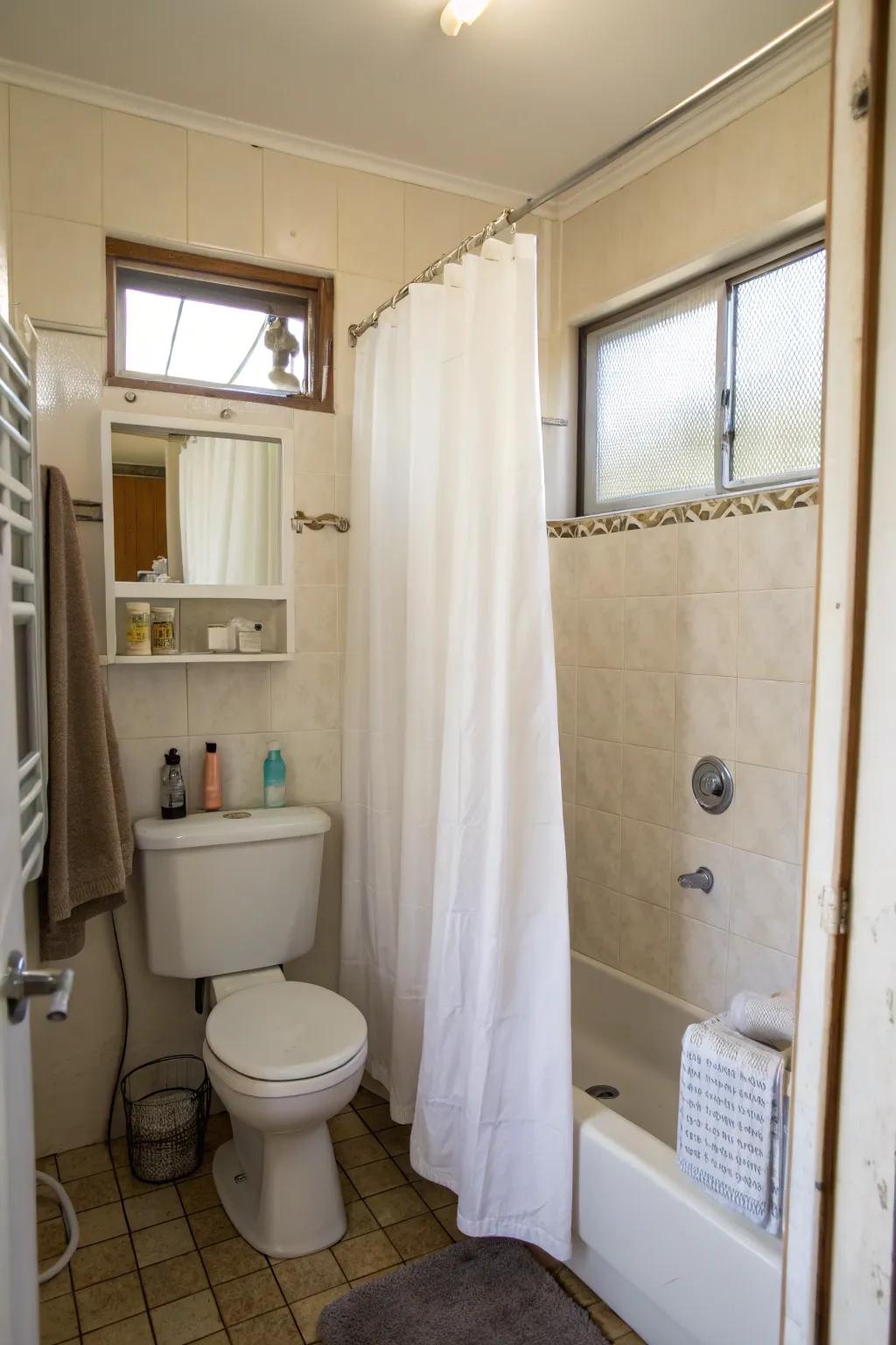 Space-saving ideas maximize small bathroom areas.