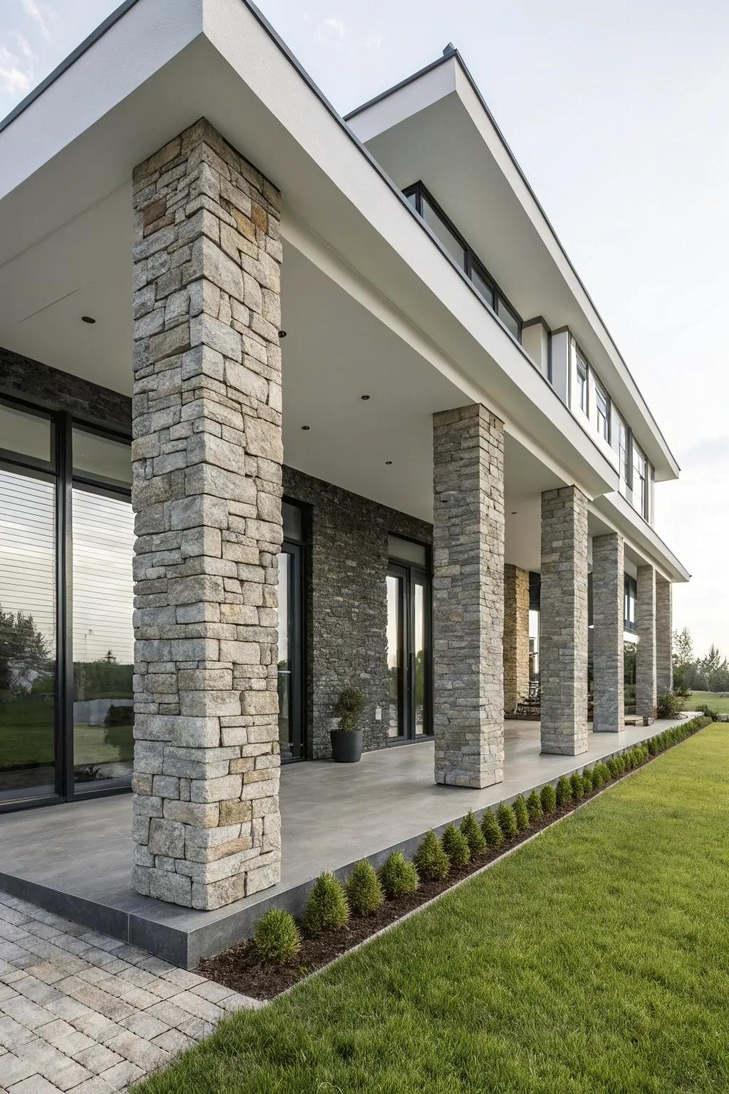 Make a grand architectural statement with stone pillars.