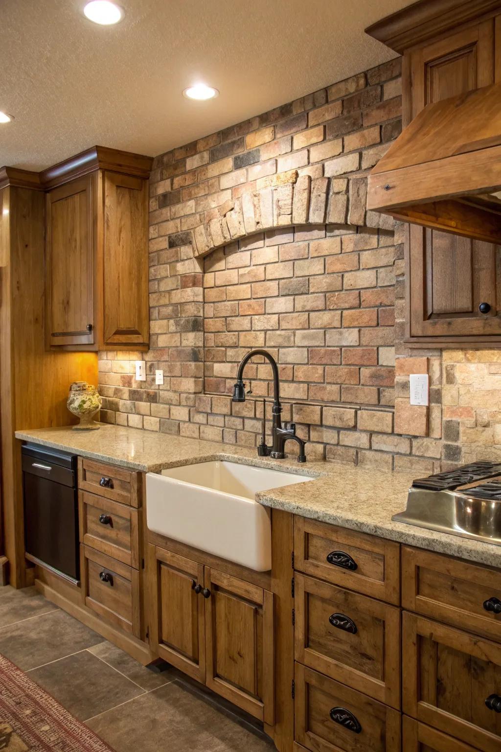 Brick textures instill down-to-earth appeal into your kitchen design.