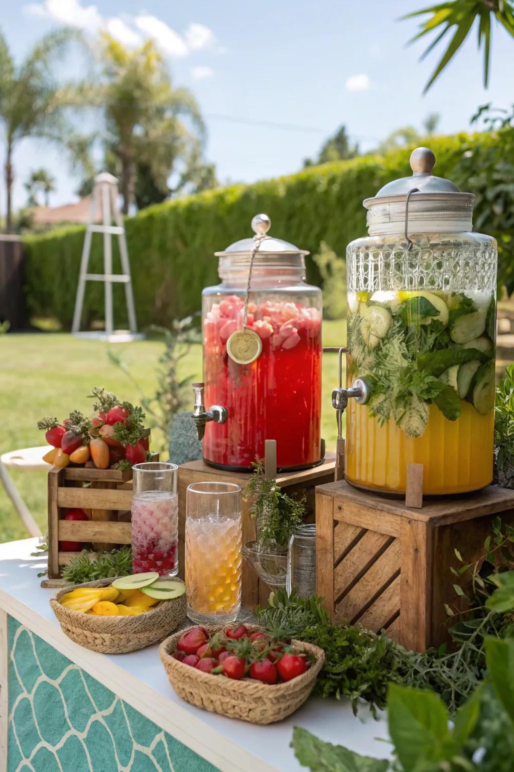 Keep the drinks flowing with a chic outdoor drink station.