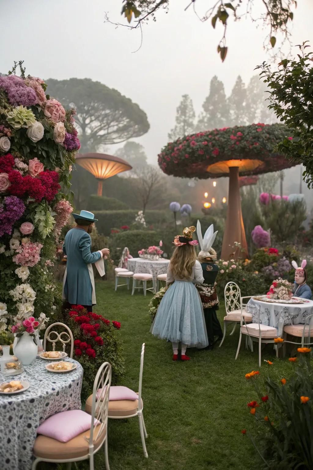 A whimsical garden get-together influenced by Curious Tale in Wonderland.
