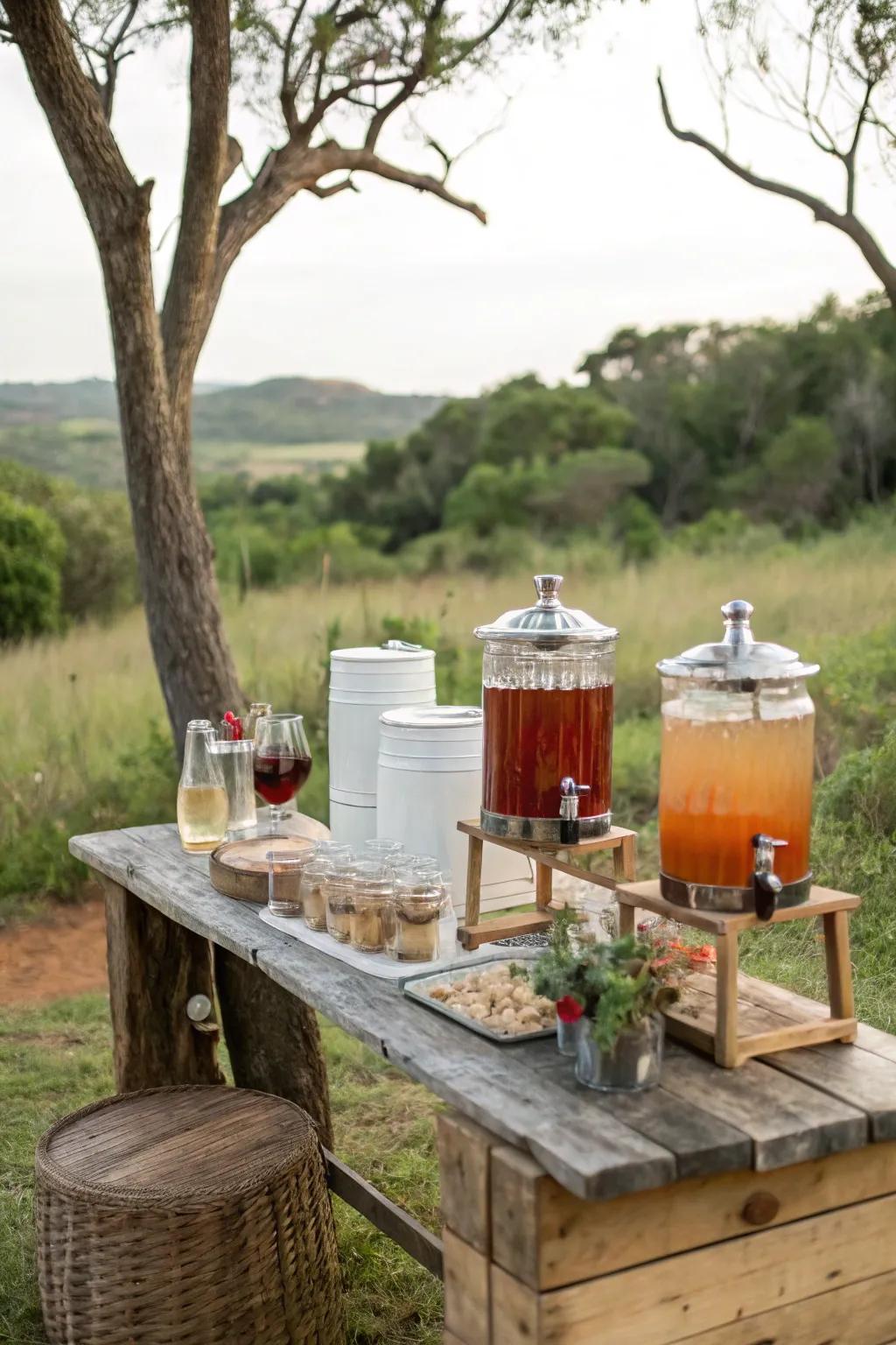A self-serve beverage station keeps the gathering vibrant and well-organized.