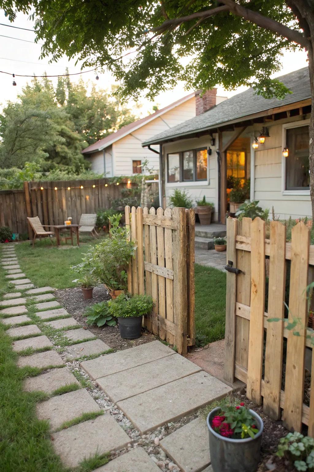 Cargo plank fencing provides a creative and budget-friendly privacy solution.