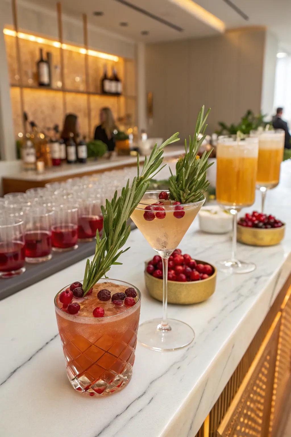 Seasonal mixed drinks add elegance to the celebration.