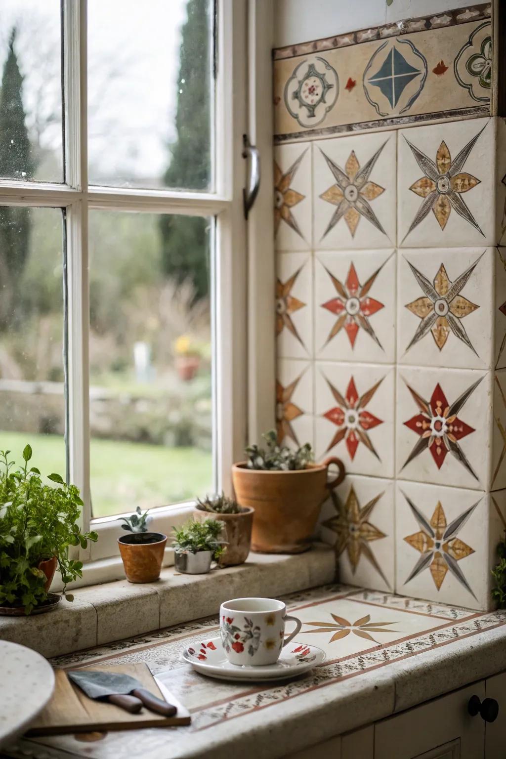 Classic star pieces add character and a nostalgic touch to this kitchen window sill.