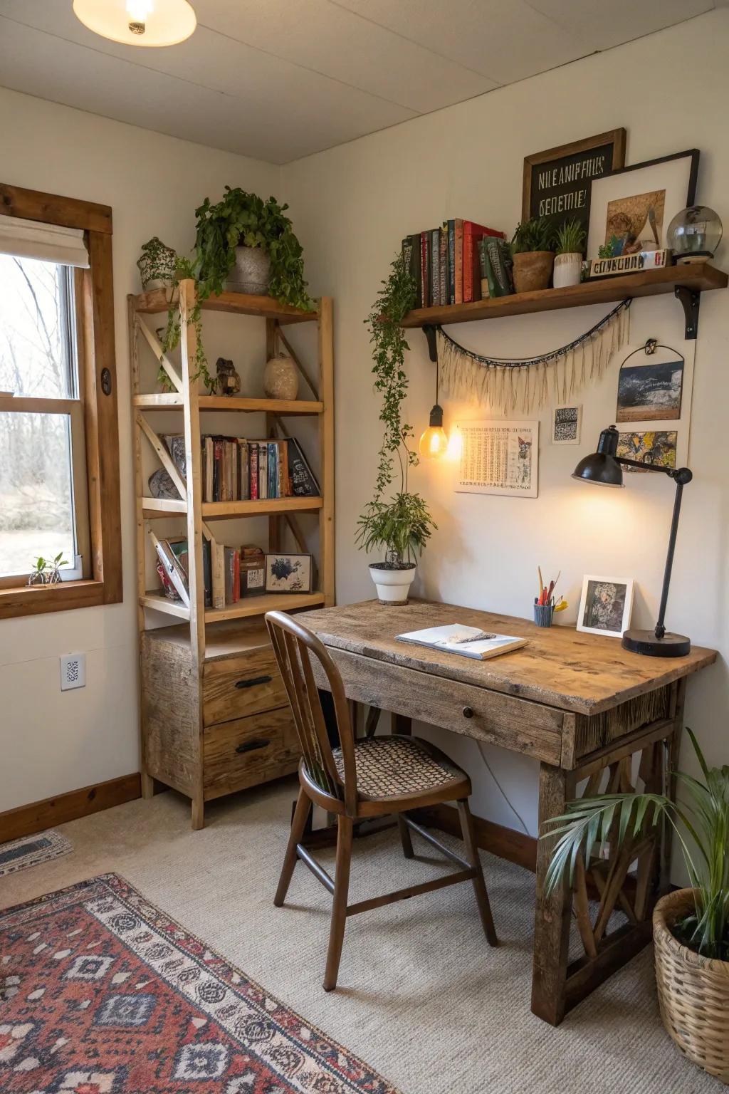 Using existing furniture creatively can lead to amazing, affordable office spaces.