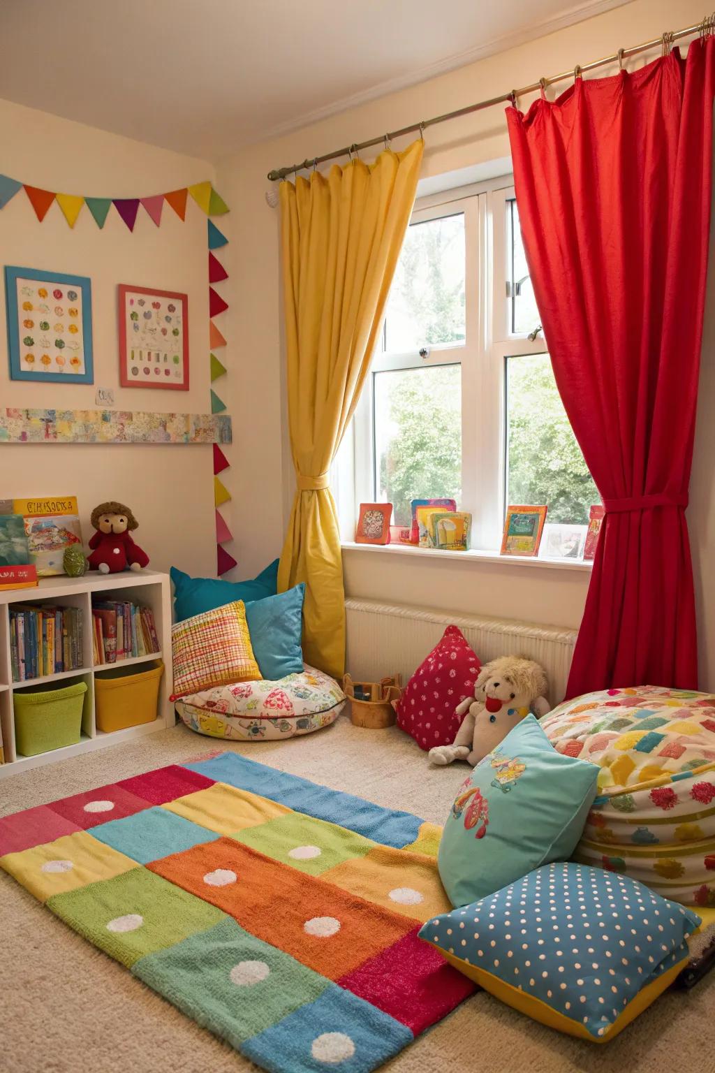 Bright colors make the room feel more vibrant.
