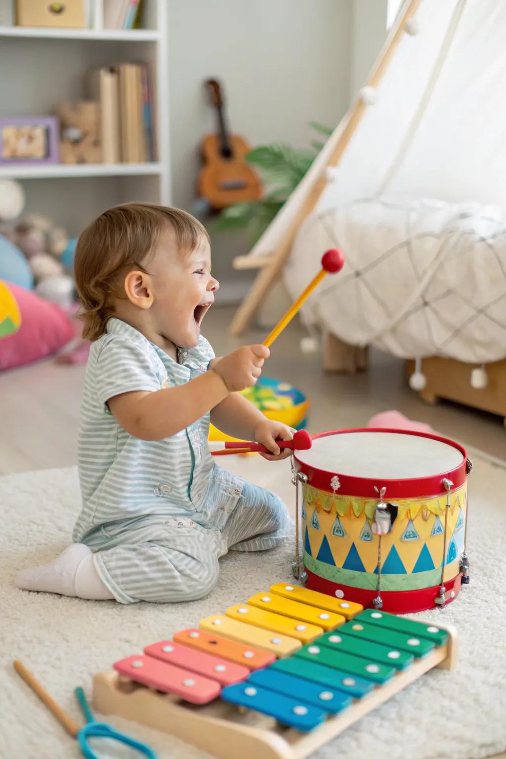 A symphony of fun with a toddler-friendly instrument set.