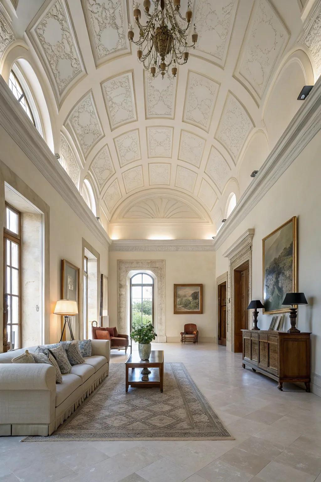 An expansive area enhanced by a high tray ceiling.