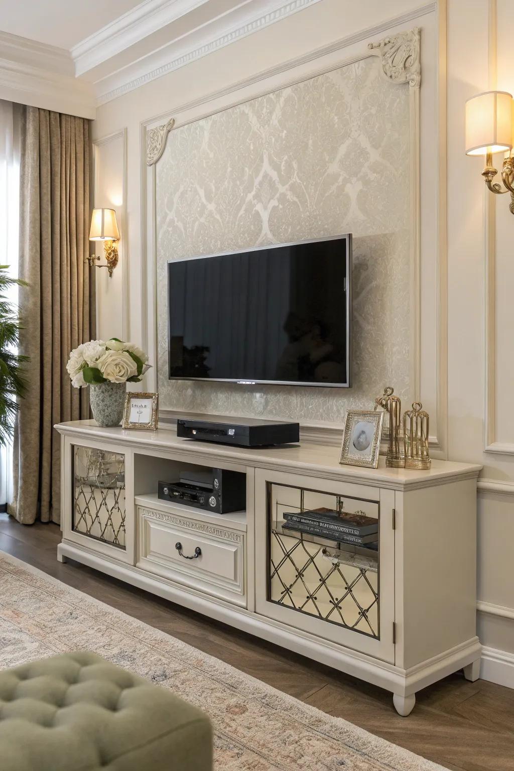 Wall-mounting your TV creates more area for creativity below.