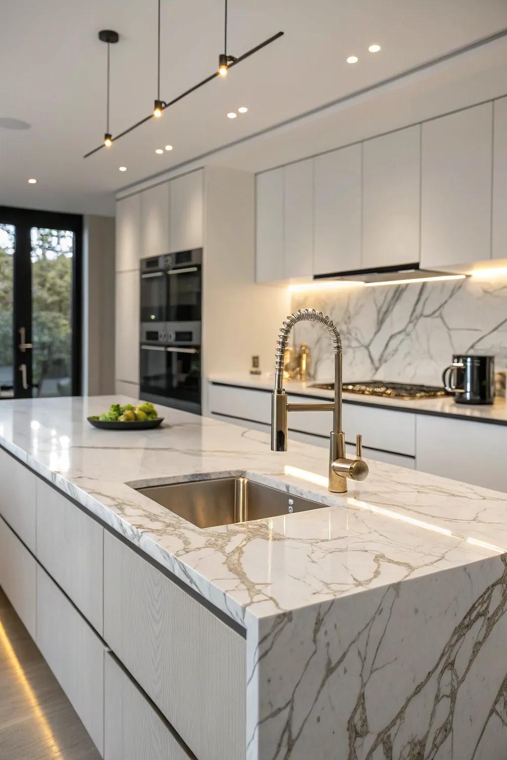 An undermount sink smoothly incorporated with a premium surface.