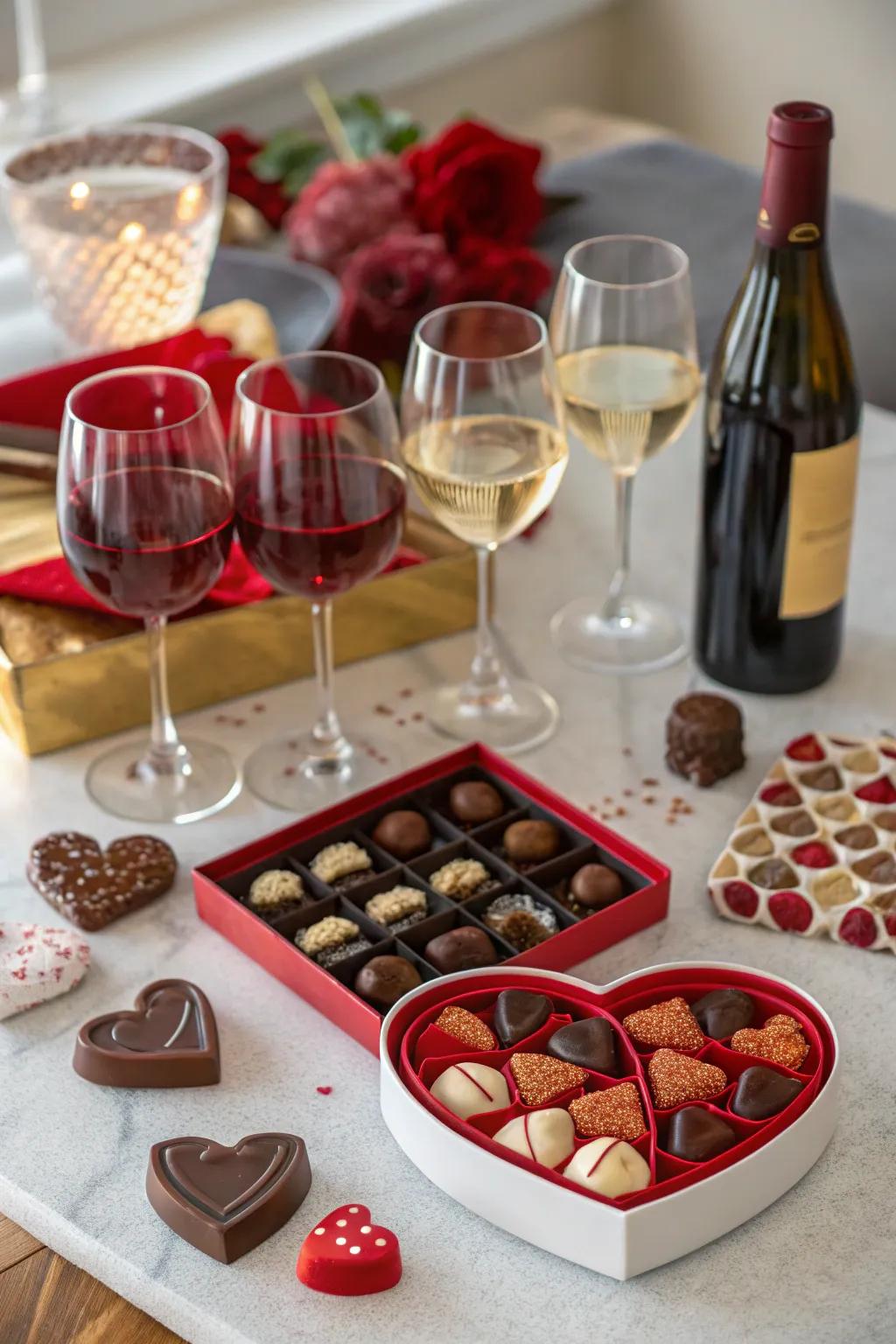 Indulge in the luxurious flavors of wine and chocolate.