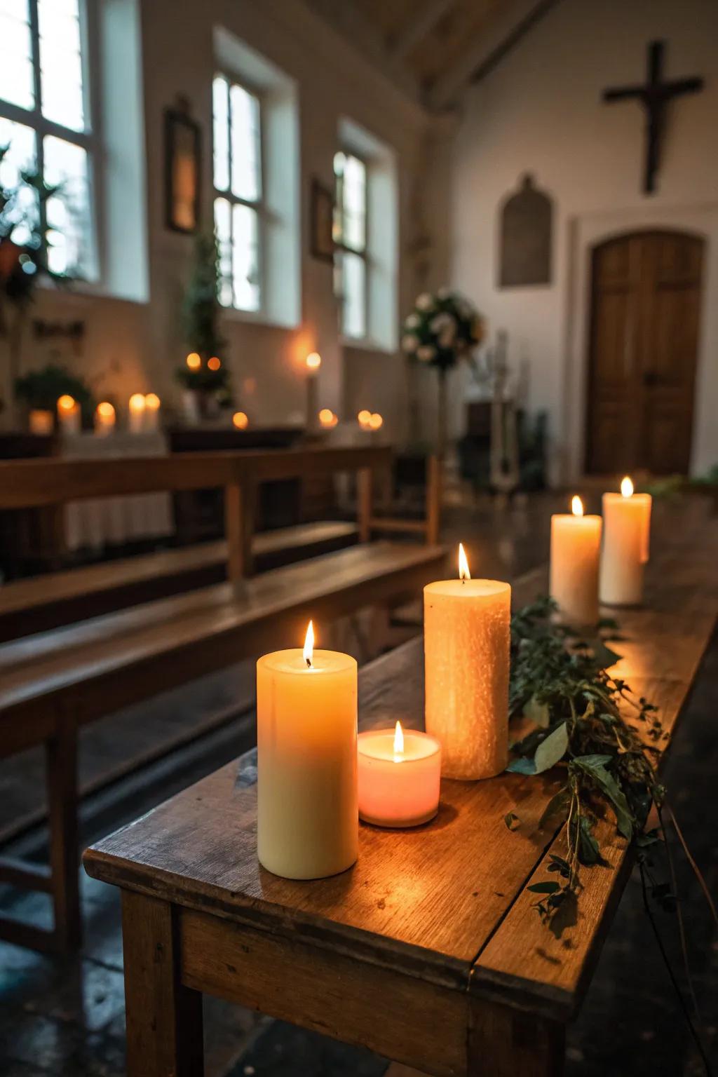 Warm-tinted candles enhance the coziness of your area.