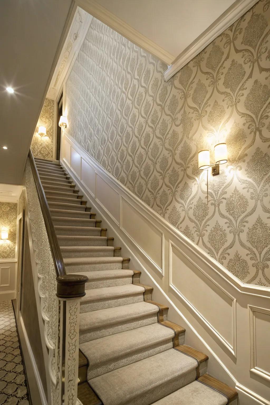 Wallpaper transforms your stairway, infusing personality and style into every corner.