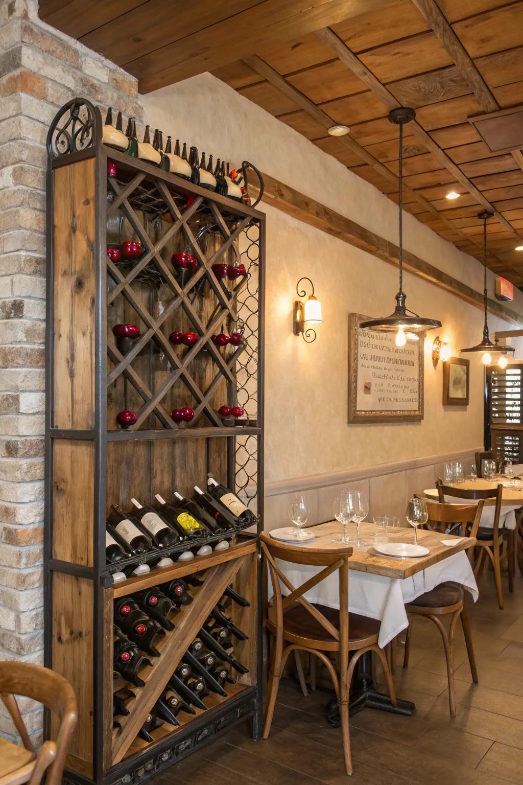 Timber and metallic organizers inject countryside charm.