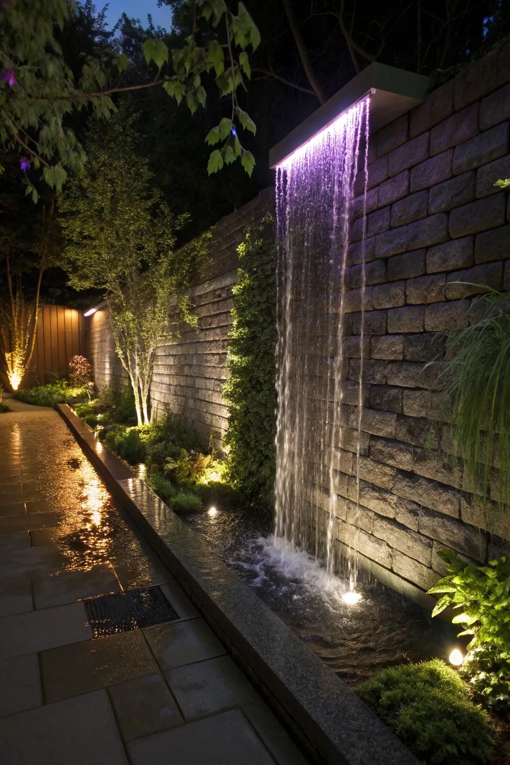 A rain effect waterfall delivers a contemporary and compelling look.