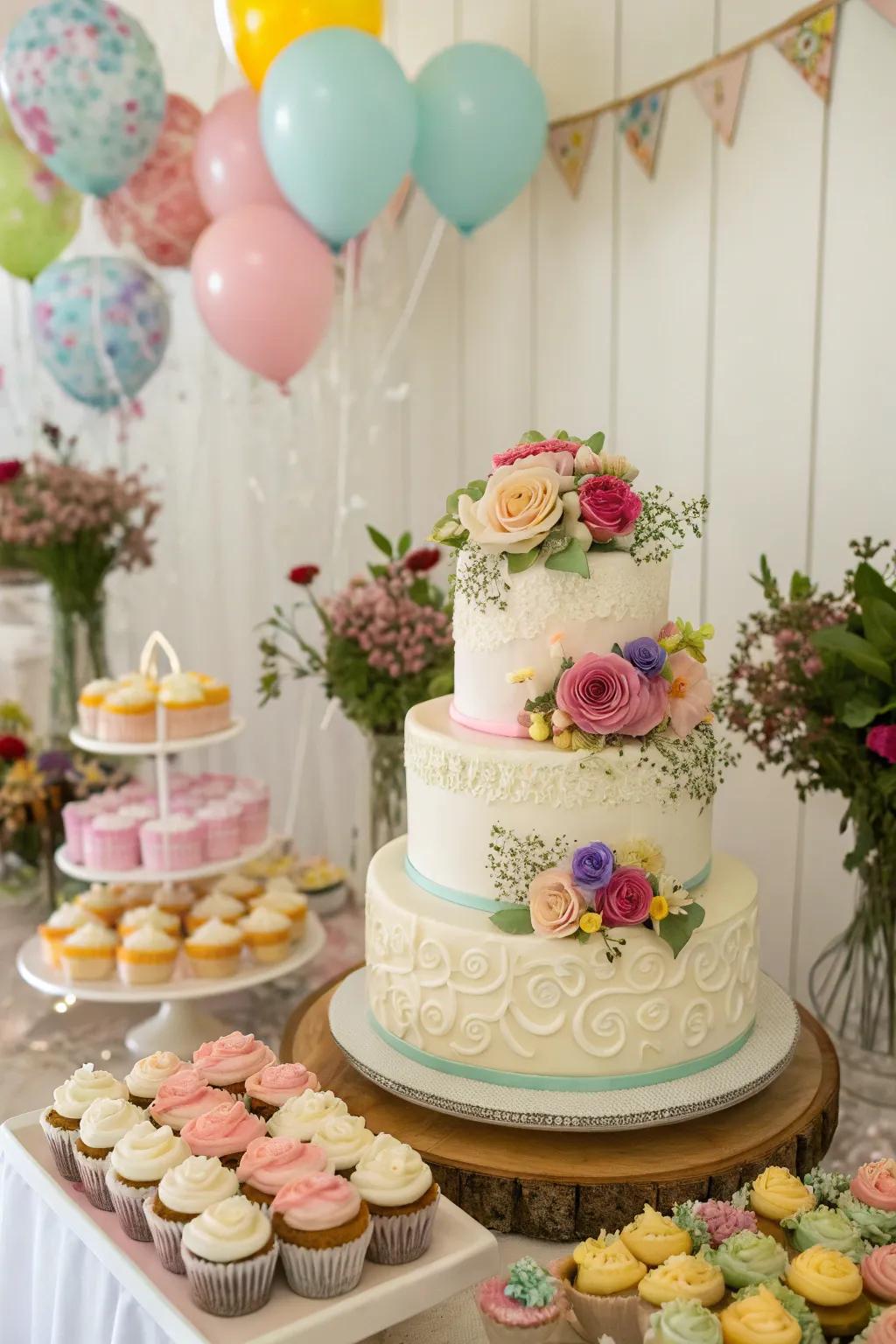A wedding cake made even better with a selection of smaller cakes.