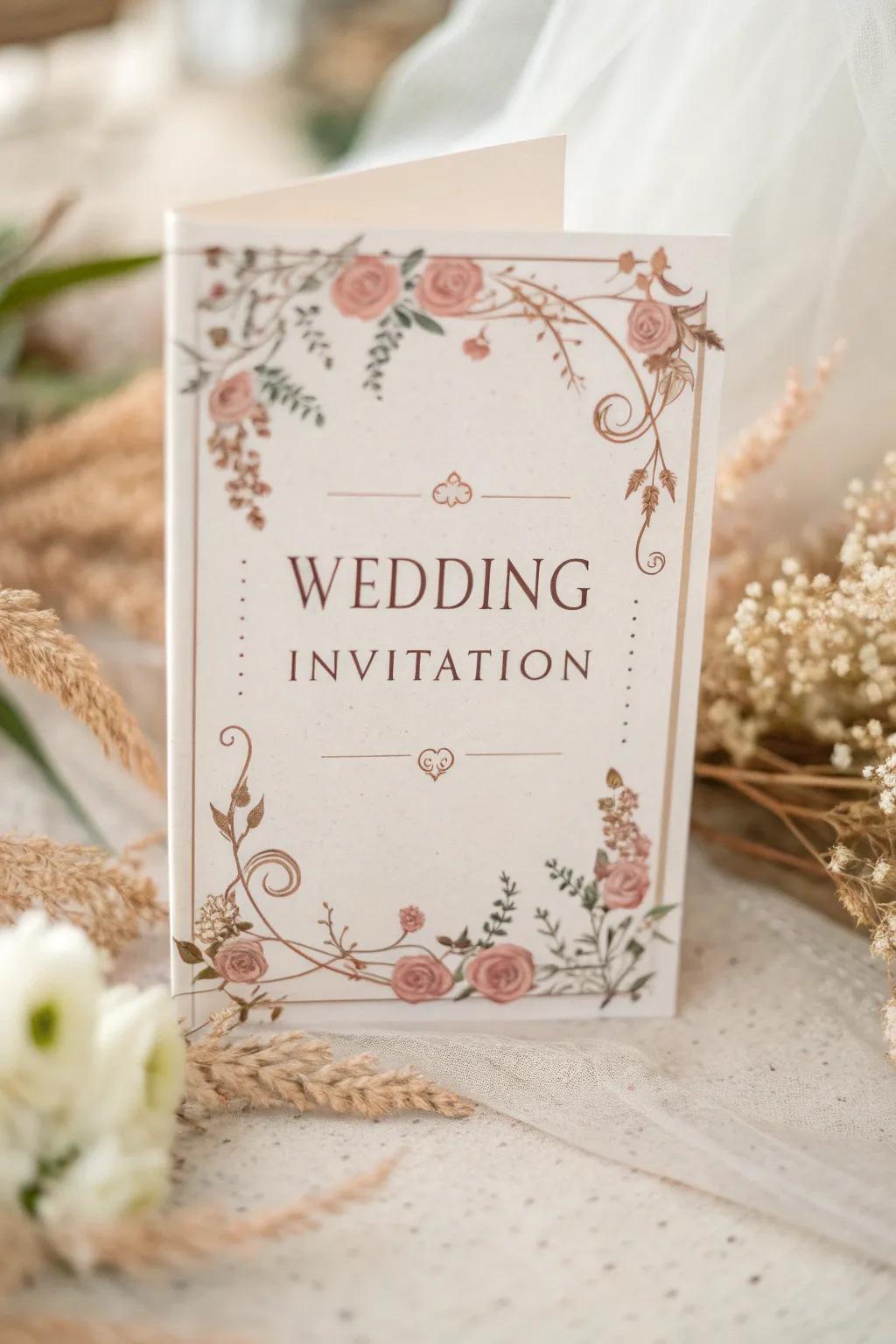 Invitation combining vintage and contemporary design features.