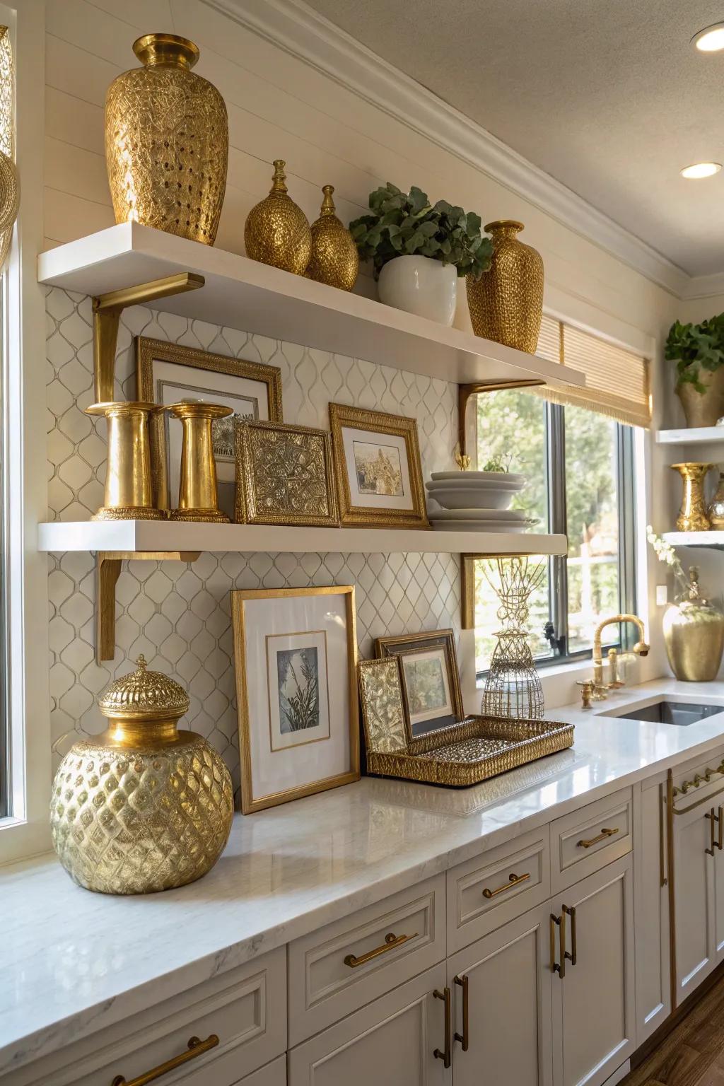 Gold ornamental elements put a personal stamp on your kitchen and improve its look.