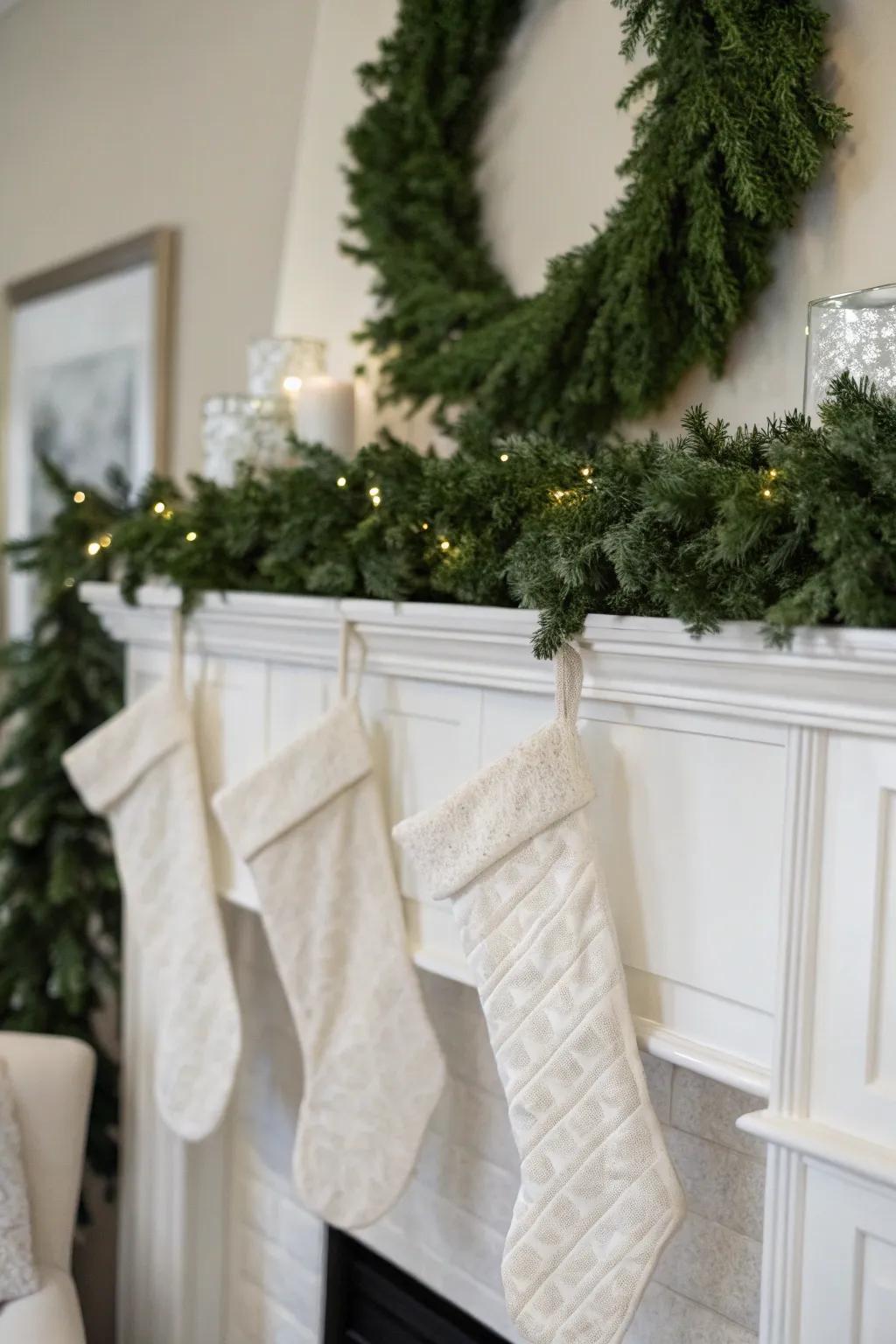 Hosiery and chaplets that harmonize with the snowy theme.