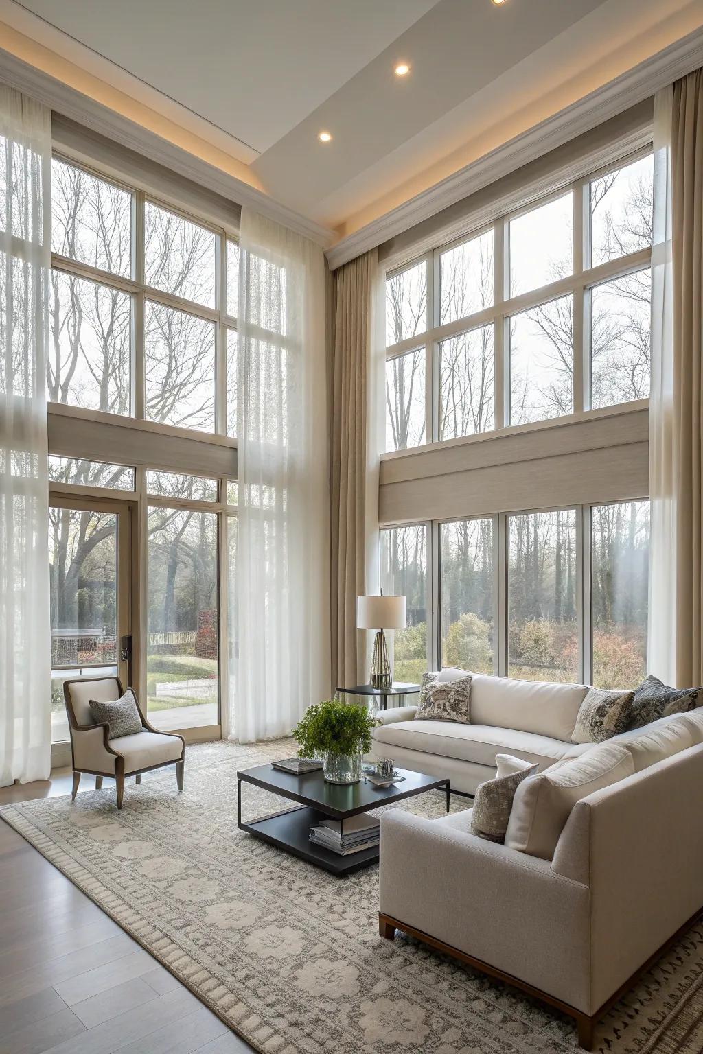 Panel track systems provide modern versatility.