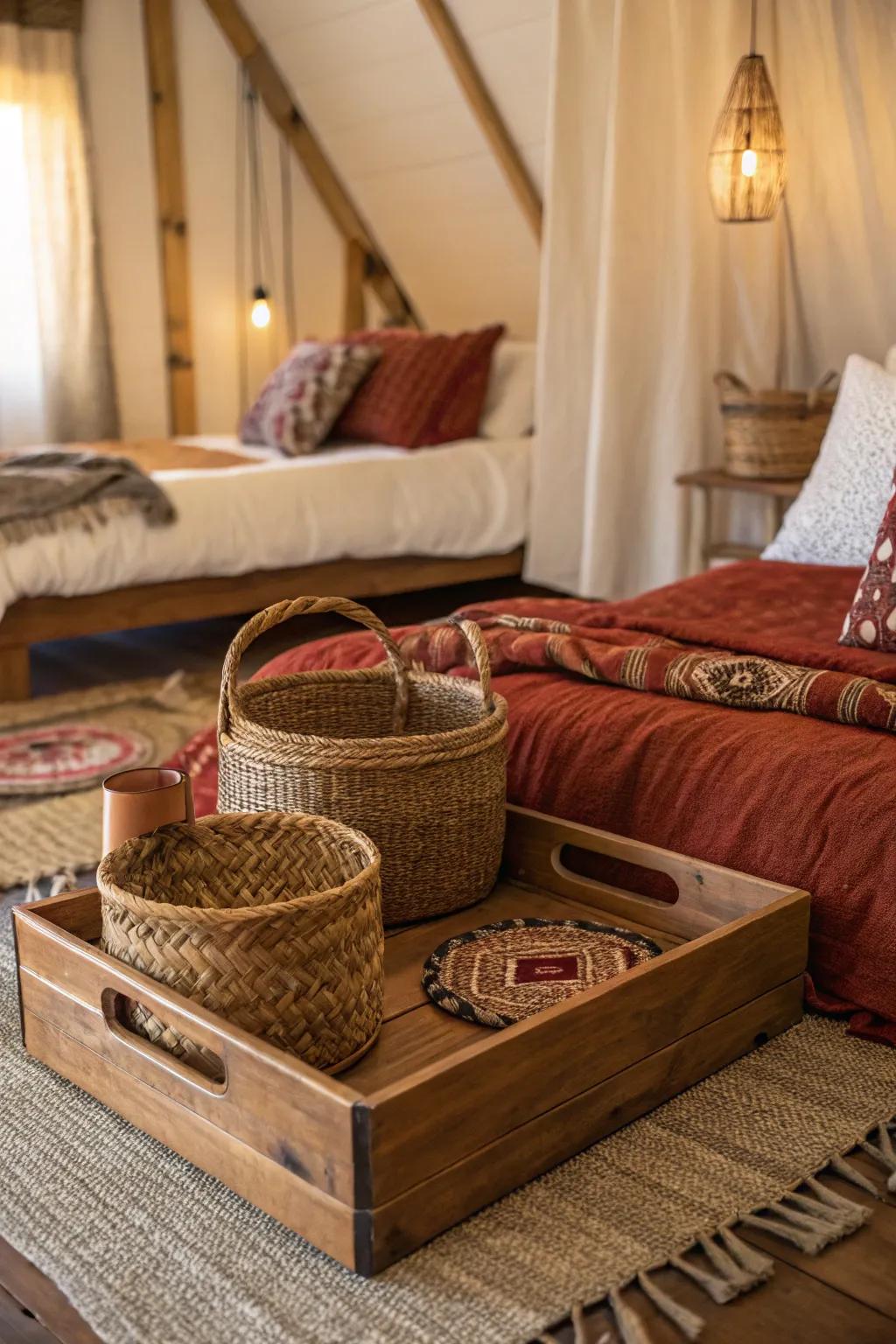 Country-style accents adding charm and coziness to your bedroom.